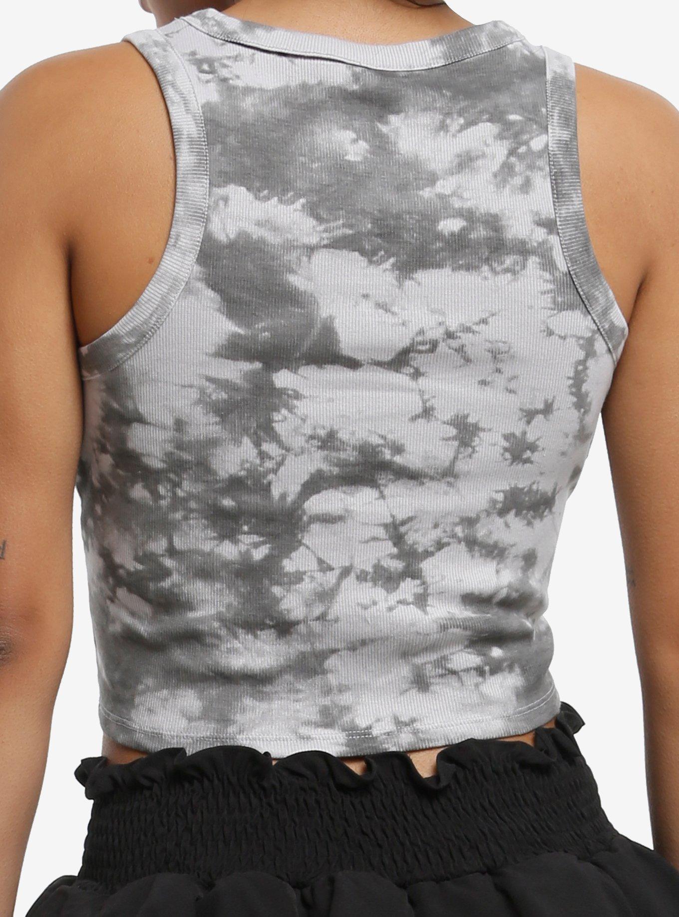 Kuromi Stars Grey Wash Girls Crop Tank Top, , hi-res