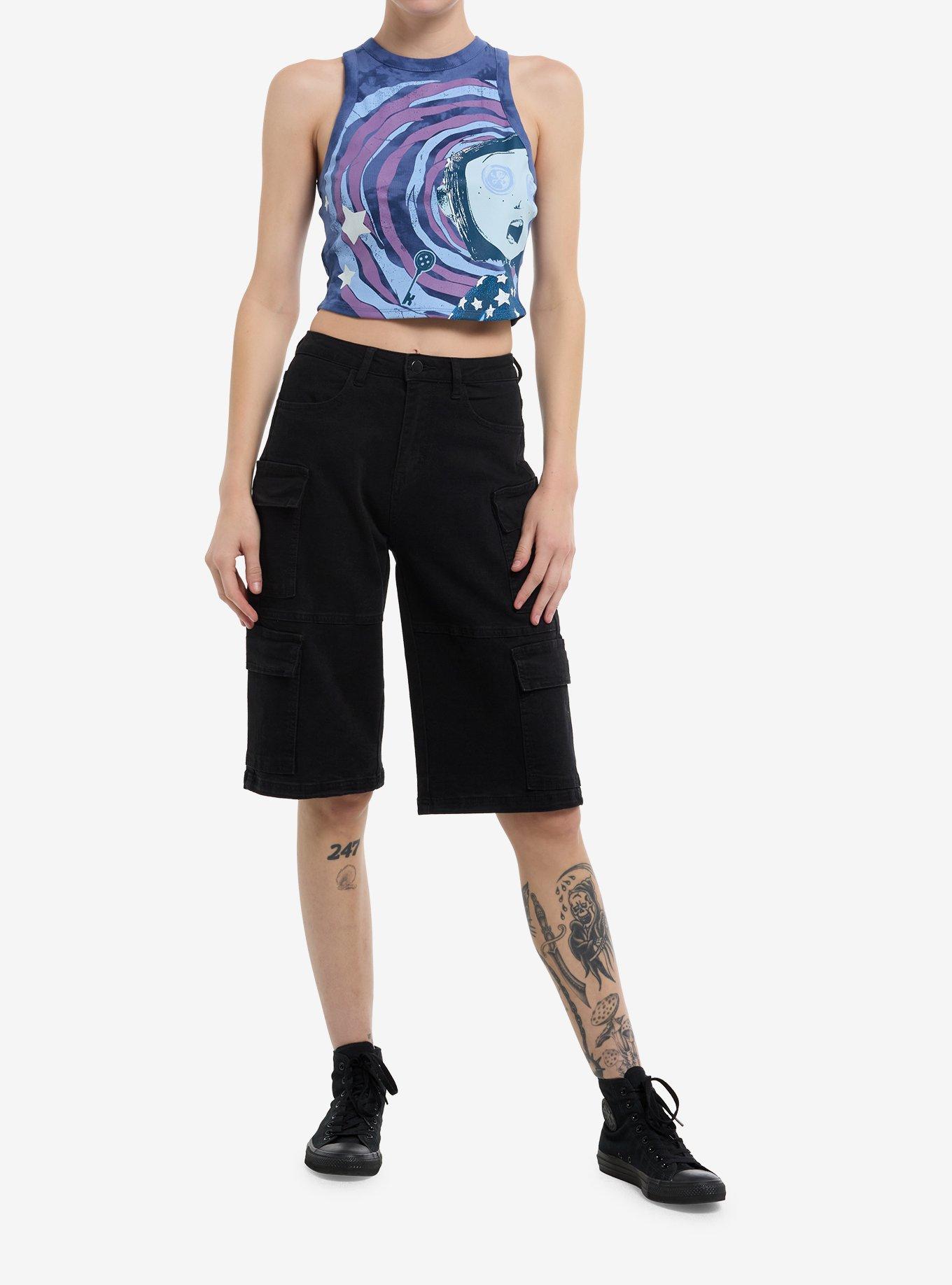 Coraline Spiral Glitter Star Tie-Dye Girls Crop Tank Top, , hi-res