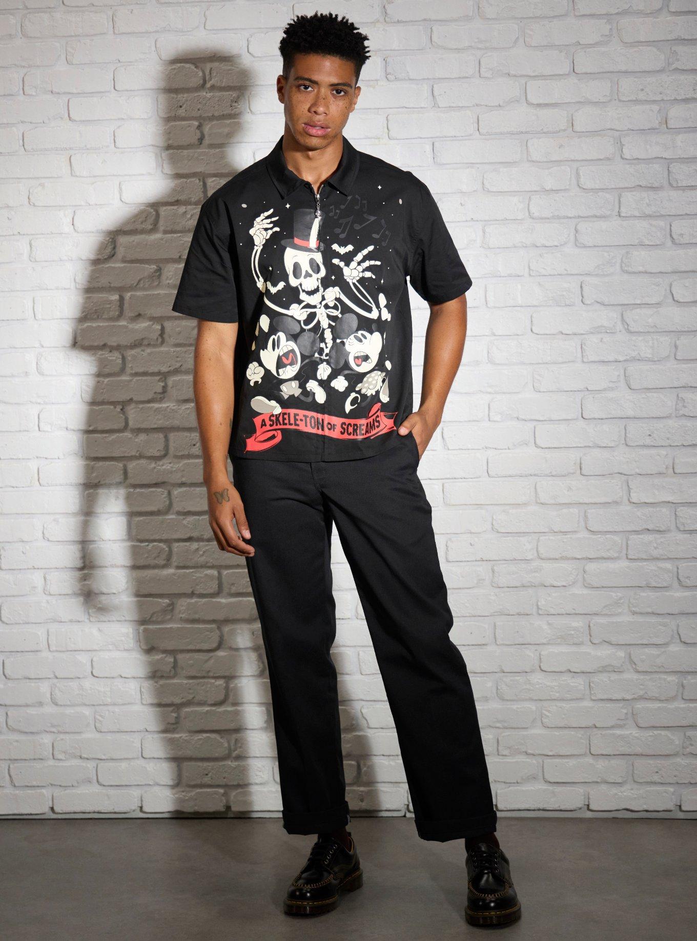 Our Universe Disney Mickey Mouse & Minnie Mouse Skeleton Woven Top, , hi-res