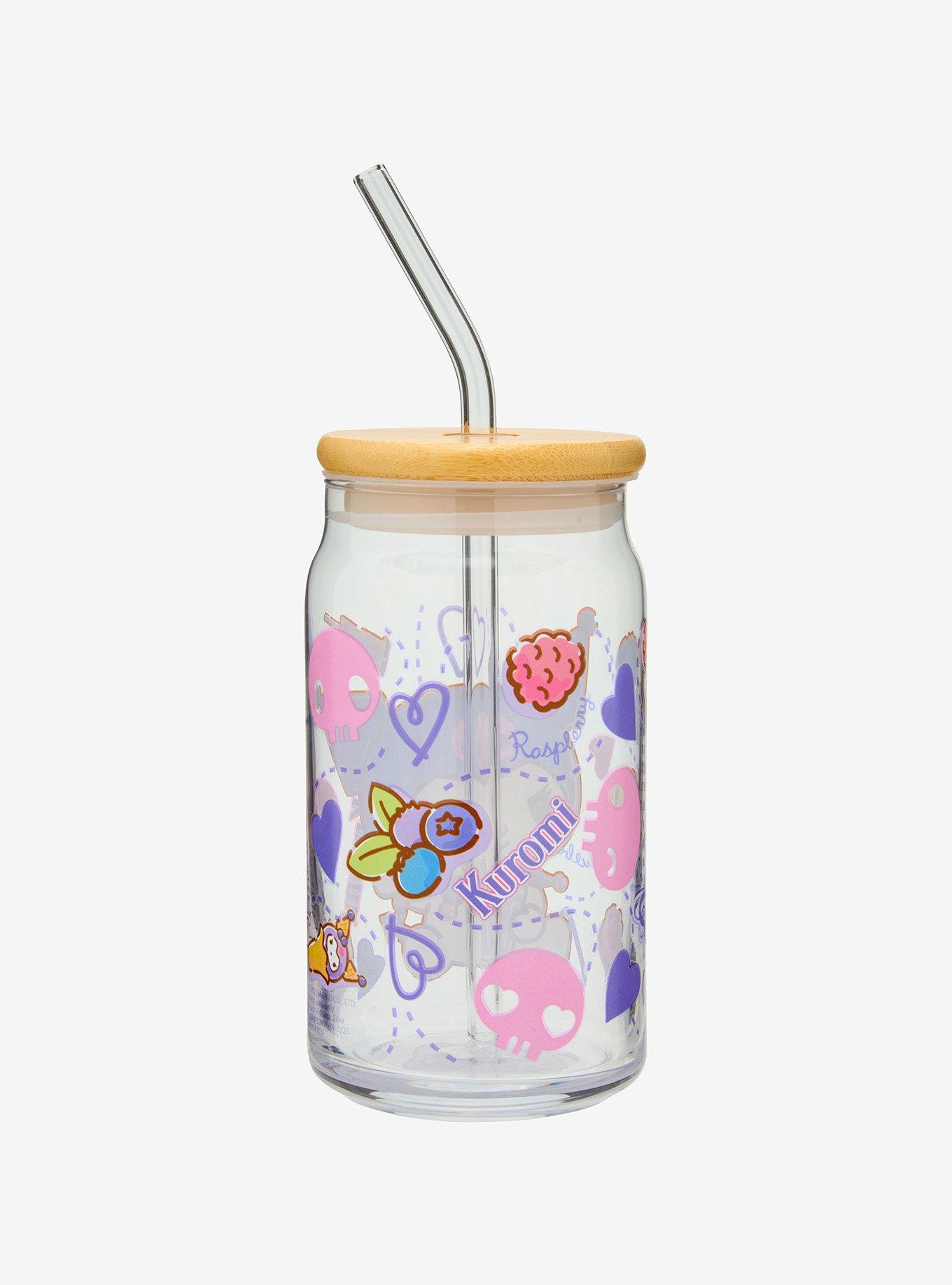 Sanrio Kuromi Treats Glass Cup With Straw — BoxLunch Exclusive, , hi-res