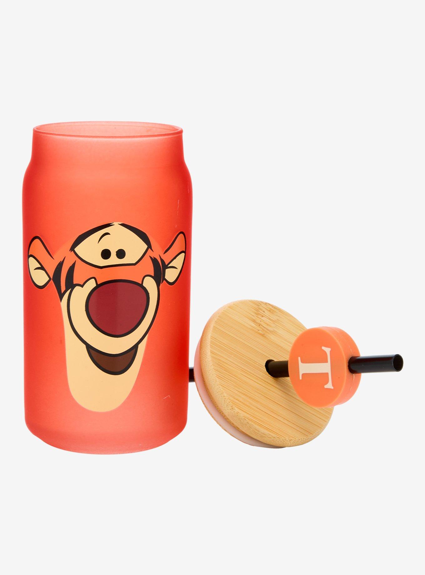 Disney Winnie the Pooh Tigger Face Glass Cup with Straw - BoxLunch Exclusive, , alternate