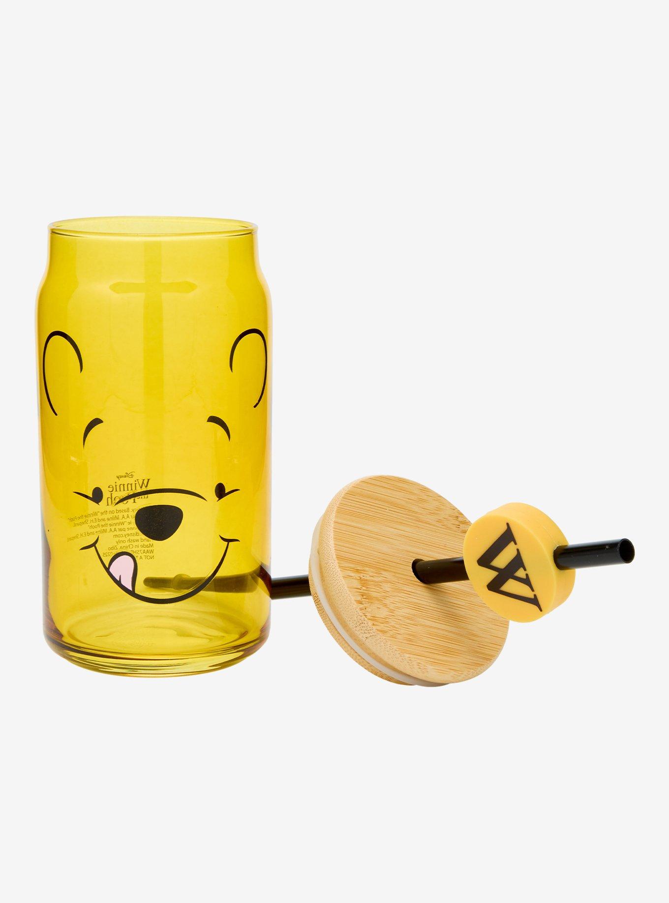 Disney Winnie the Pooh Face Glass Cup with Straw - BoxLunch Exclusive, , alternate