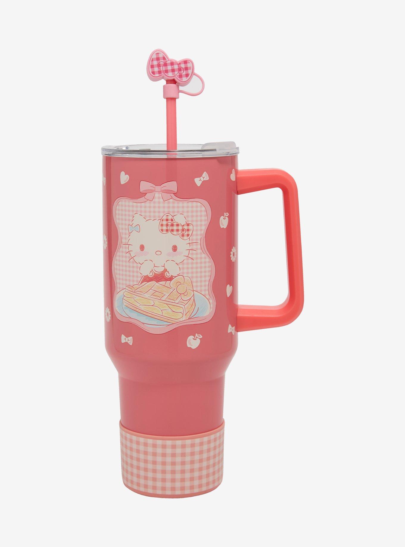 Sanrio Hello Kitty Gingham Straw Tumbler with Handle - BoxLunch Exclusive, , hi-res