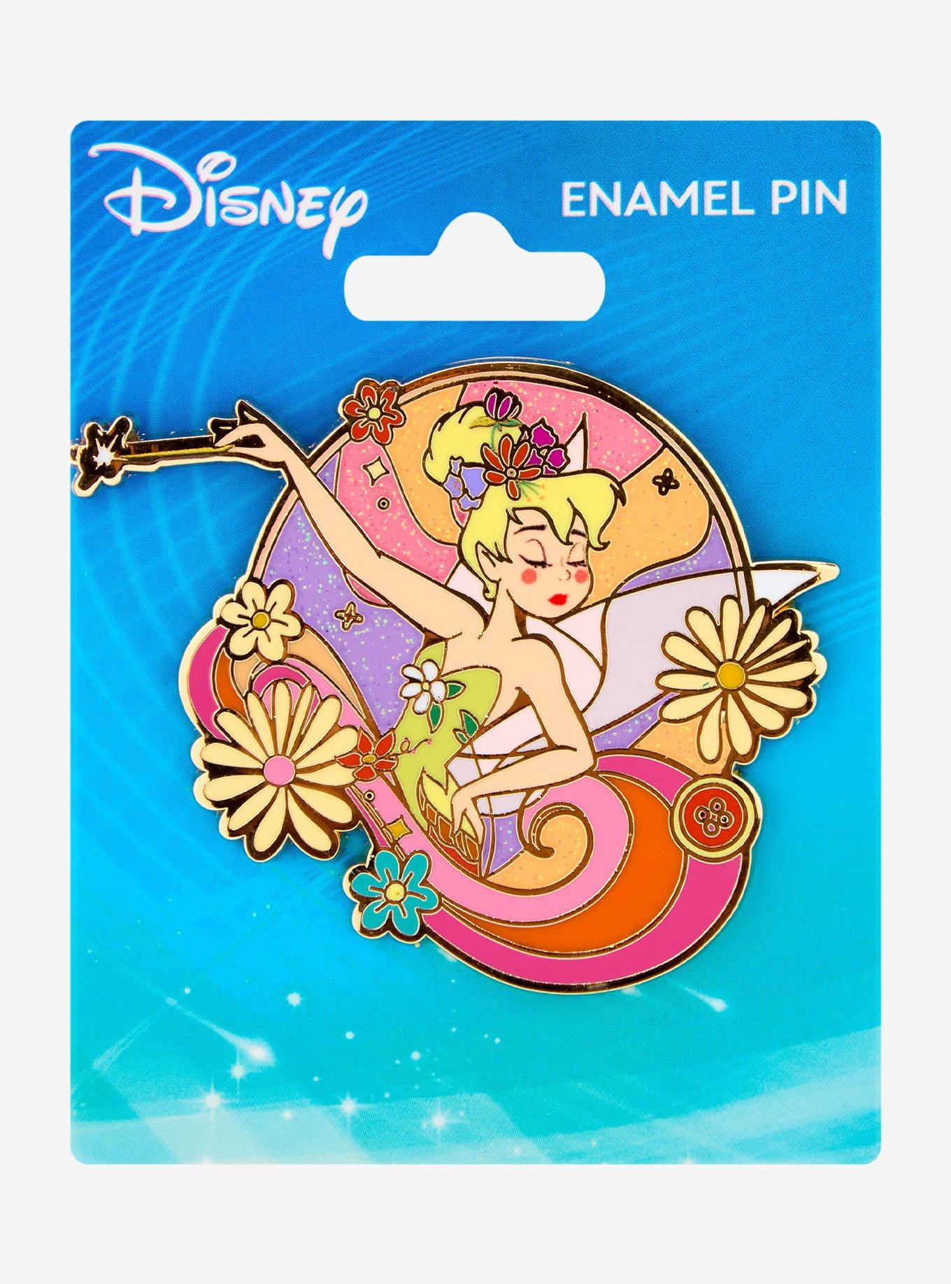 Disney Peter Pan Tinker Bell Floral Enamel Pin — BoxLunch Exclusive, , hi-res