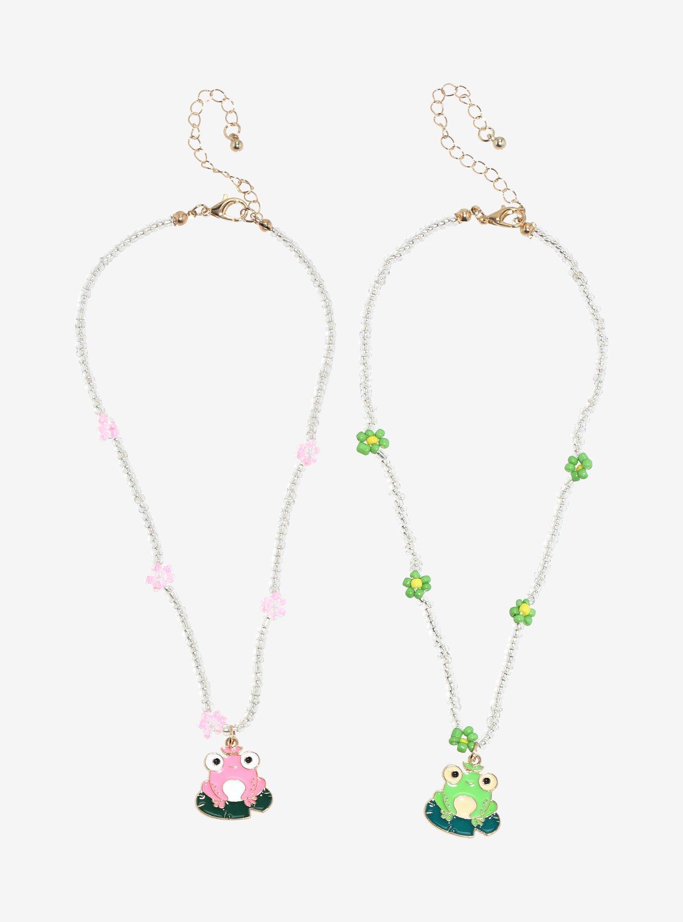 Sweet Society Frog Flowers Beaded Best Friend Necklace Set, , hi-res
