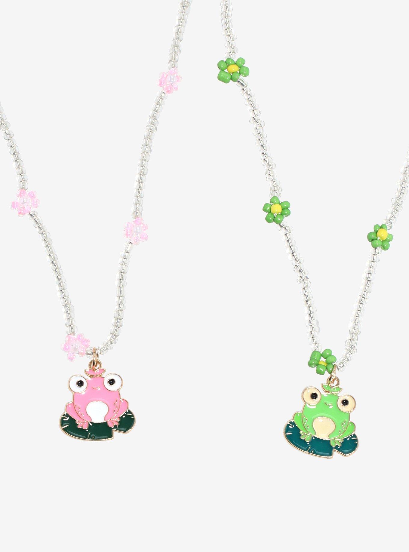 Sweet Society Frog Flowers Beaded Best Friend Necklace Set, , alternate