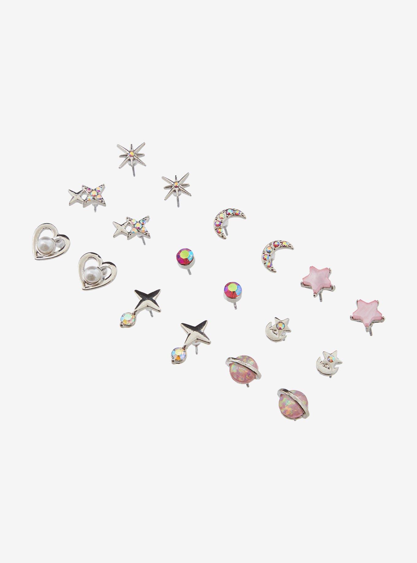 Pink Celestial Gem Stud Earring Set, , alternate