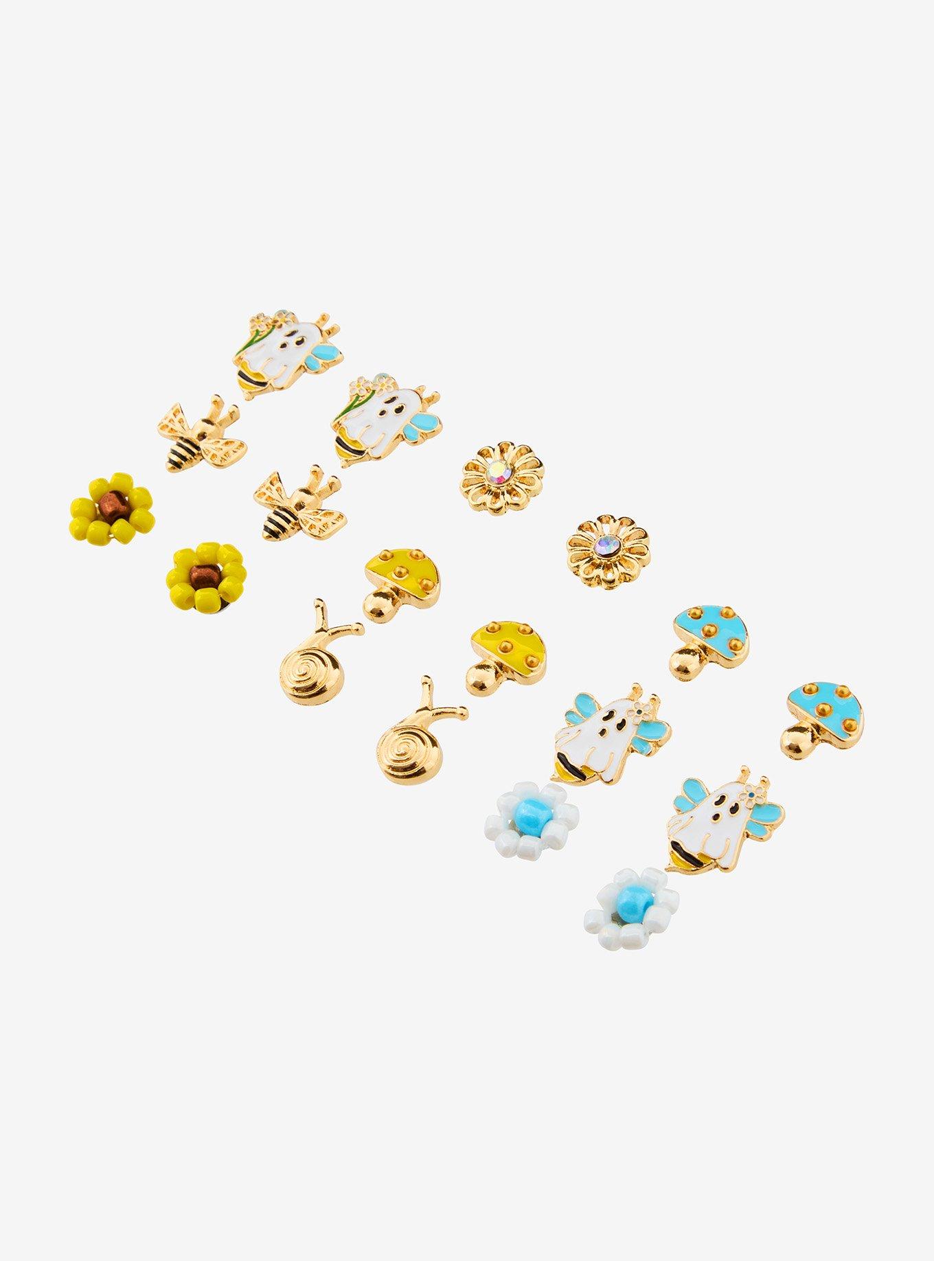 Thorn & Fable Bee Ghost Daisy Stud Earring Set, , alternate