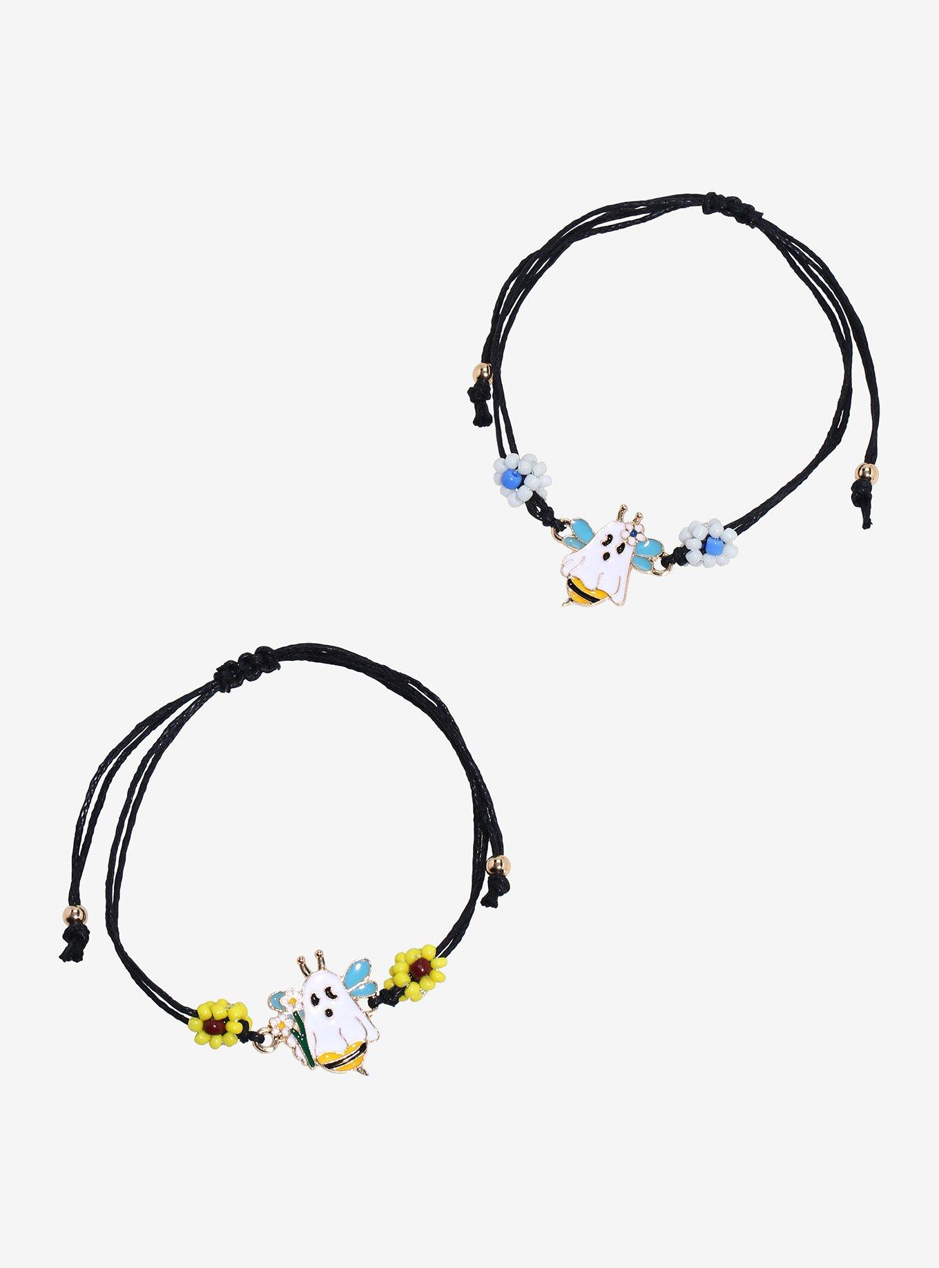 Thorn & Fable Bee Ghost Floral Best Friend Cord Bracelet Set, , hi-res