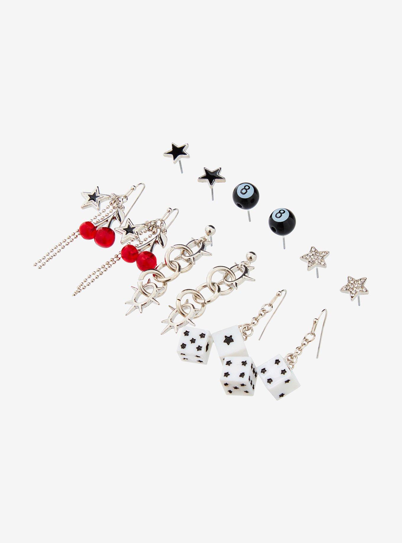 Cherry Dice 8-Ball Earring Set, , alternate