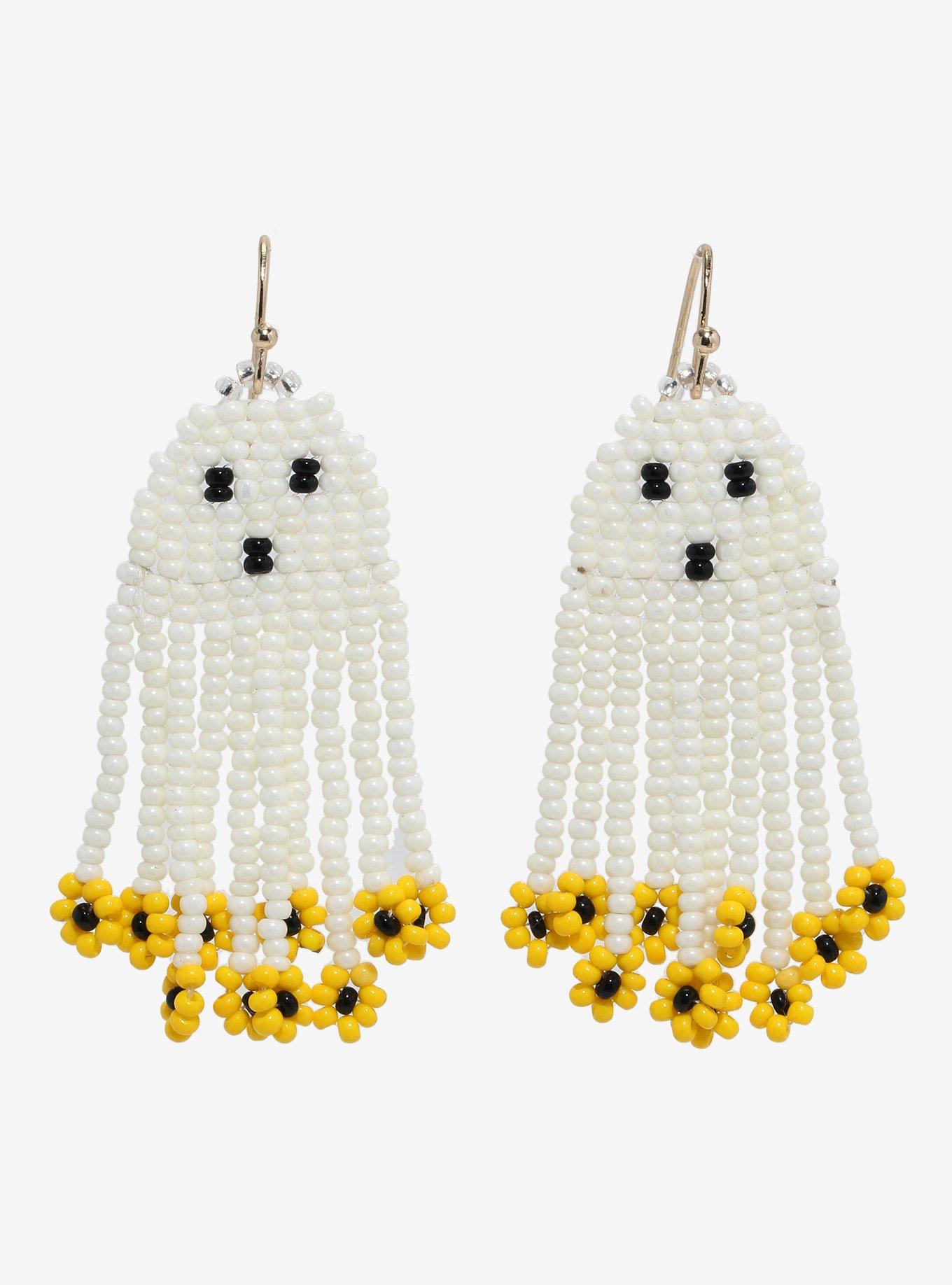 Thorn & Fable Ghost Beaded Drop Earrings, , hi-res
