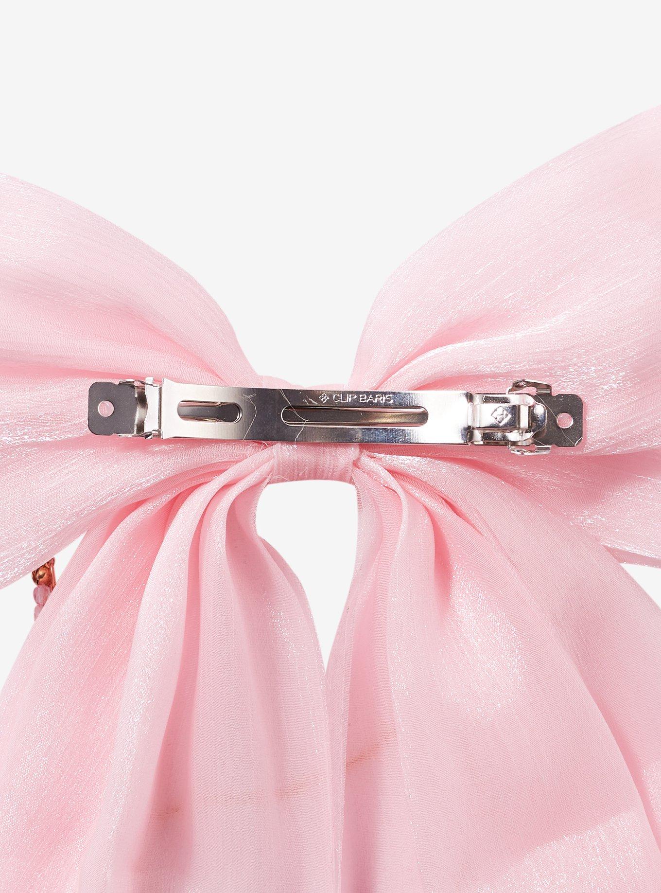 Sweet Society Pink Organza Gem Chain Hair Bow, , alternate
