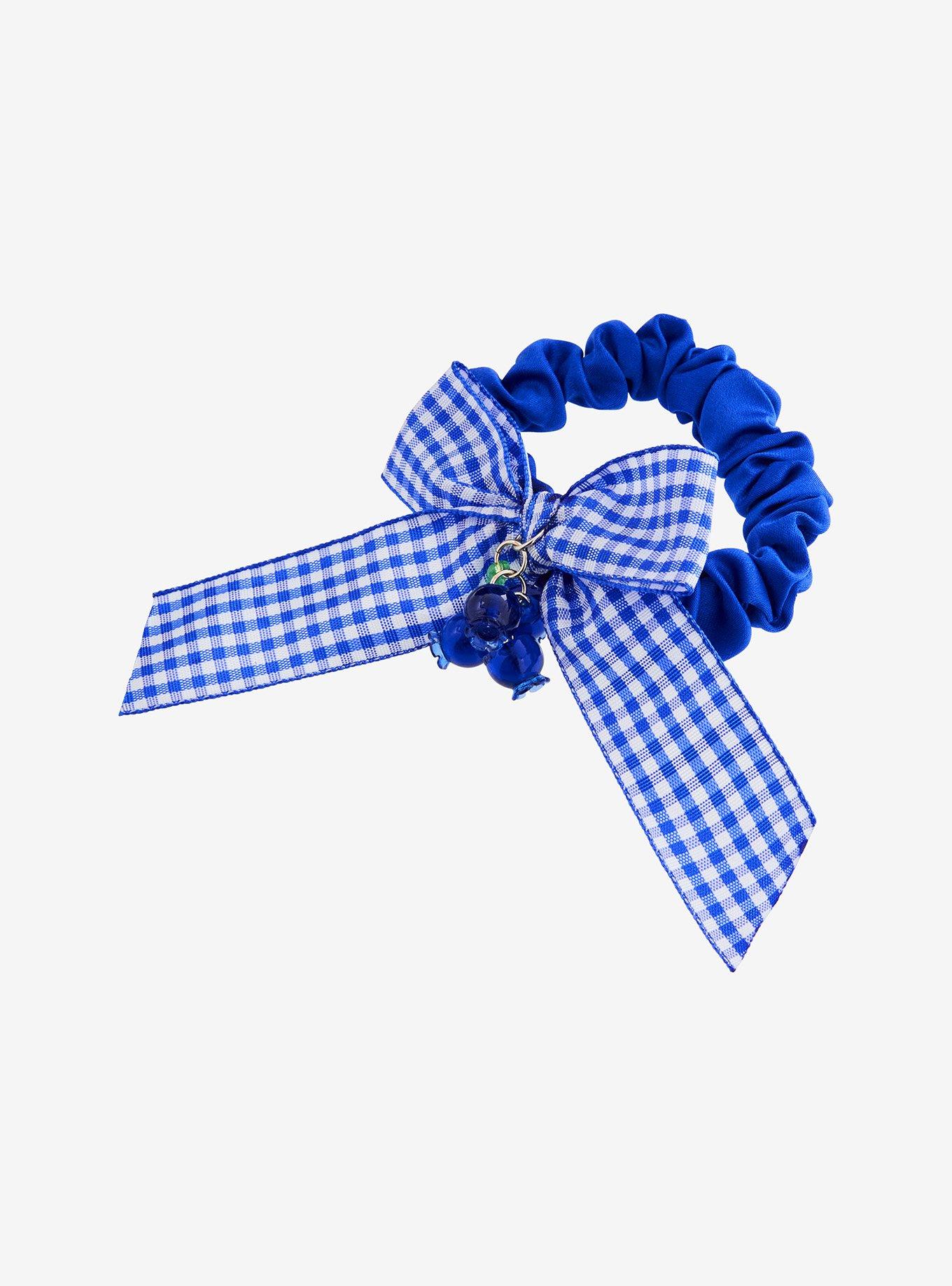 Thorn & Fable Blueberry Gingham Bow Scrunchie Set, , alternate