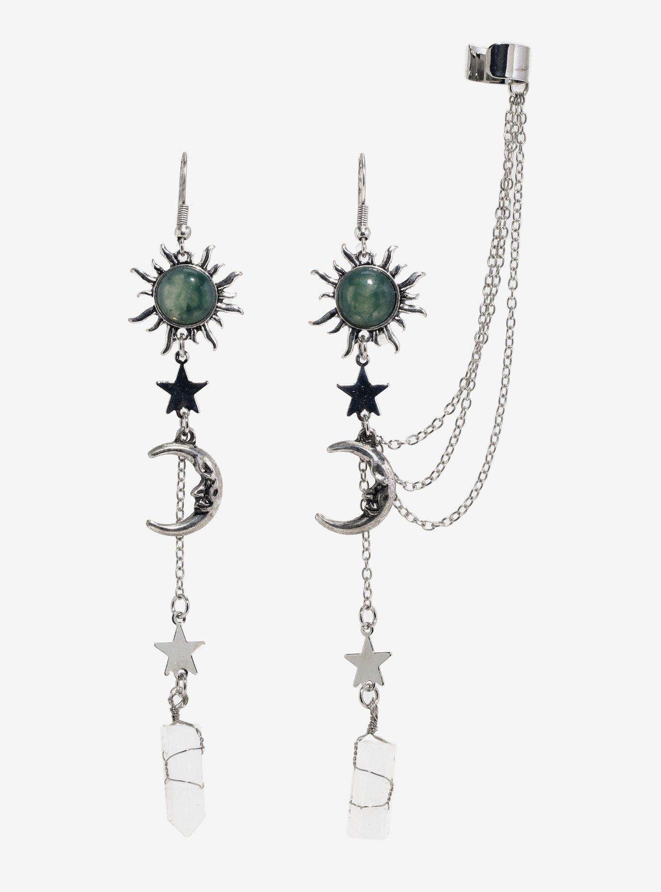 Thorn & Fable Gem Sun Crystal Cuff Earrings, , hi-res