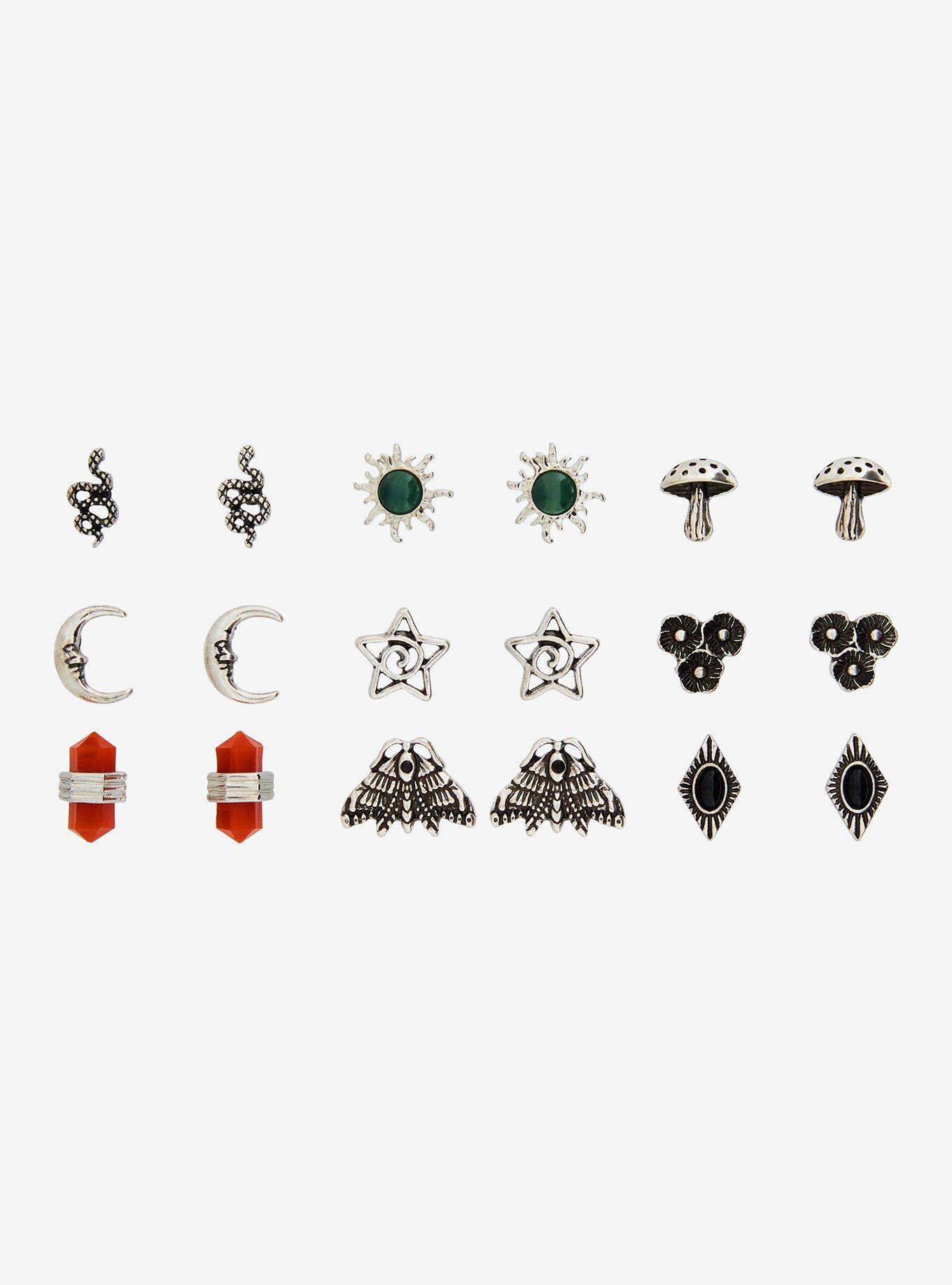 Thorn & Fable Grunge Forest Celestial Stud Earring Set, , hi-res