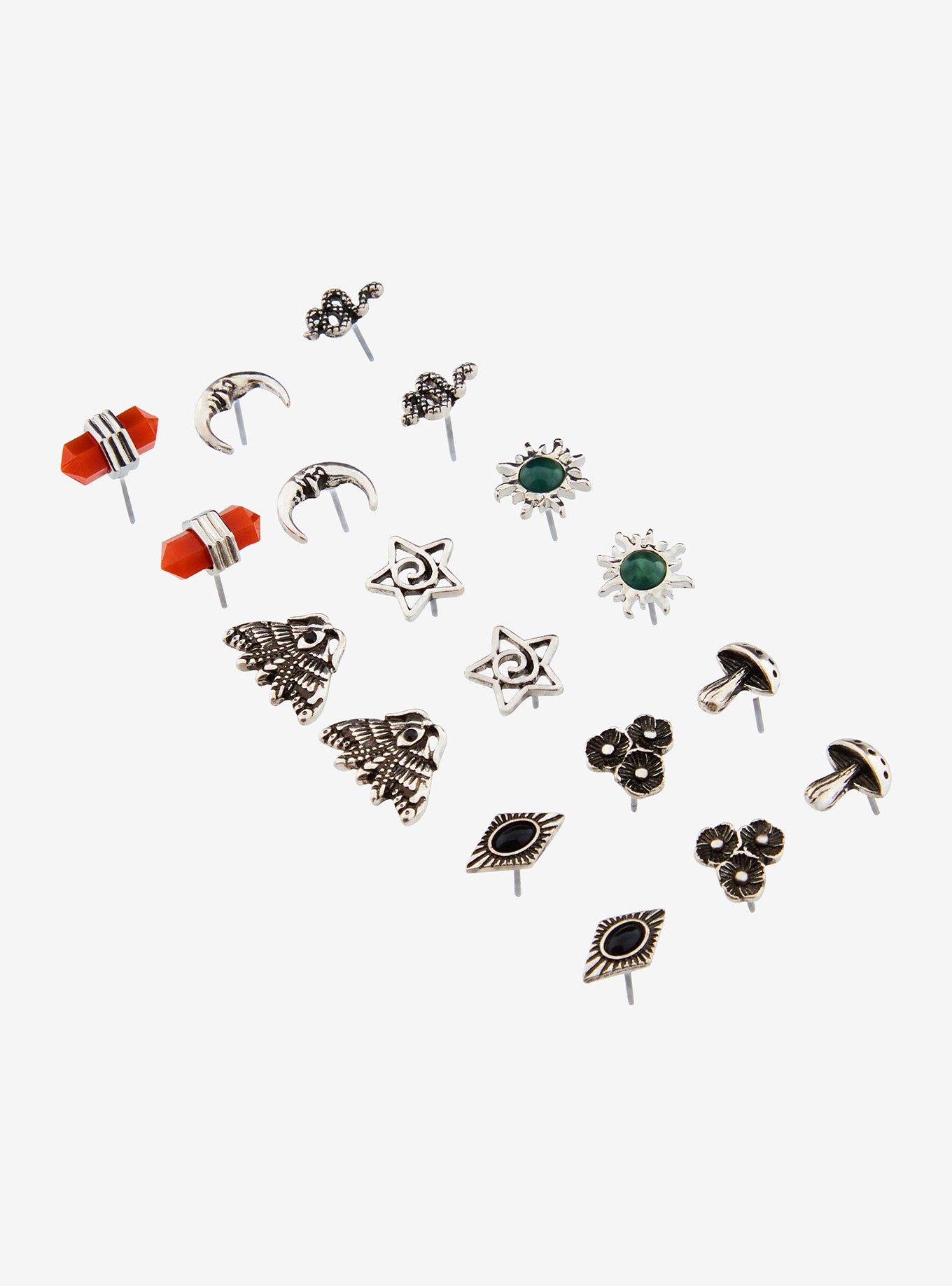 Thorn & Fable Grunge Forest Celestial Stud Earring Set, , alternate