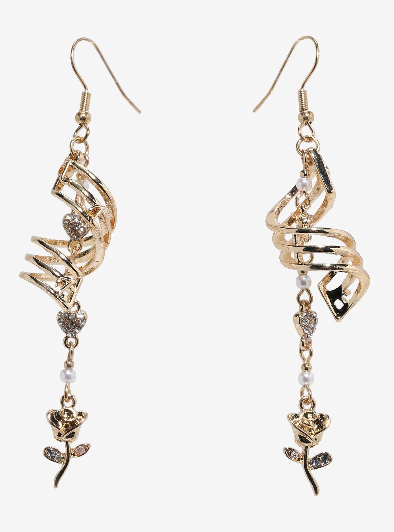 Spiral Music Staff Rose Earrings, , hi-res