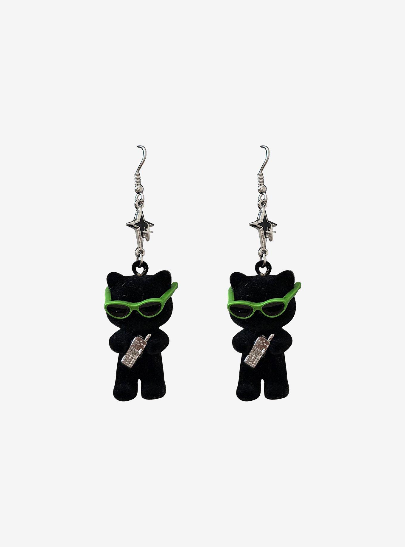 Kitty Cellphone Figural Earrings, , hi-res