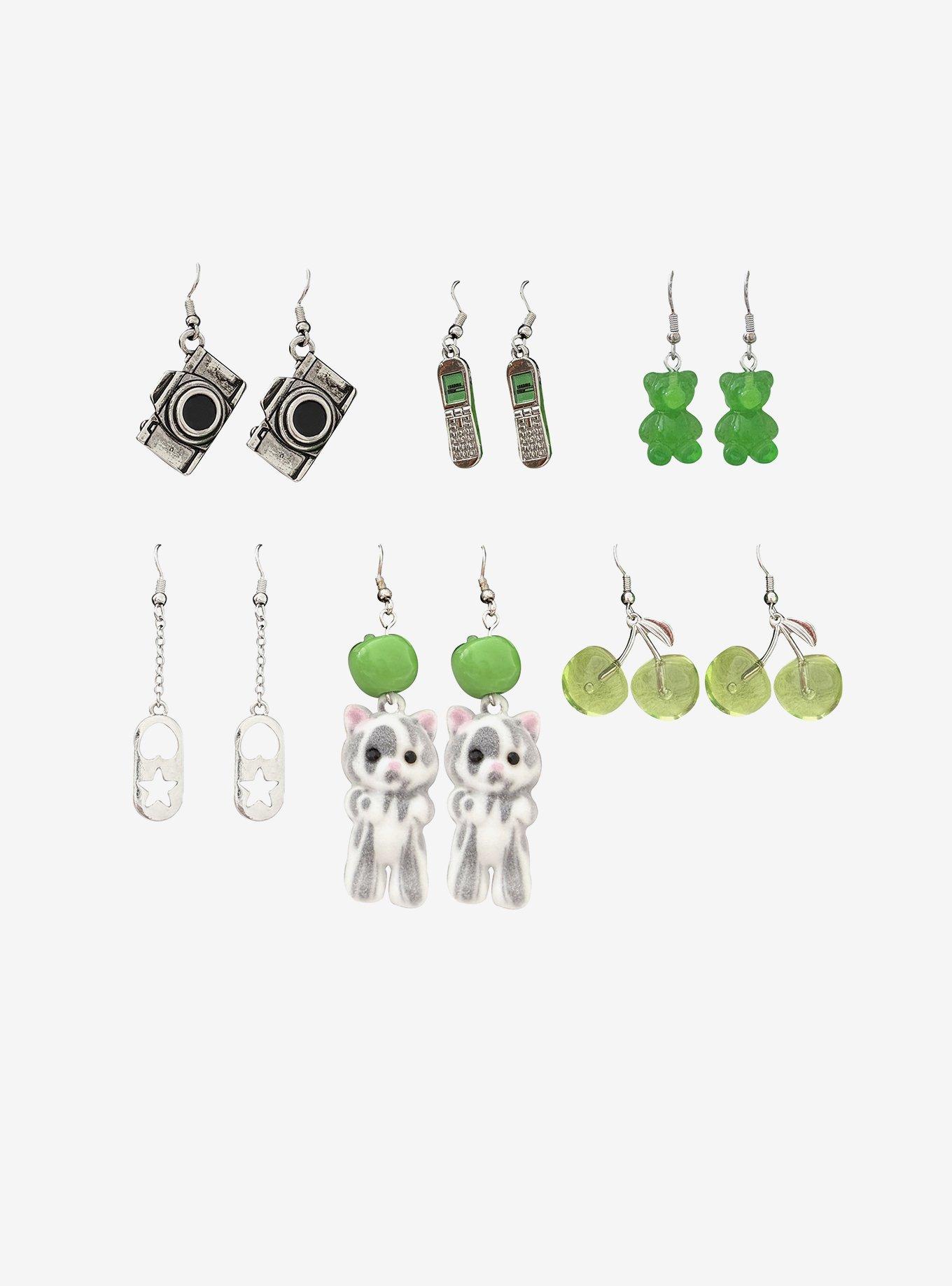 Y2K Kitty Novelty Earring Set, , hi-res
