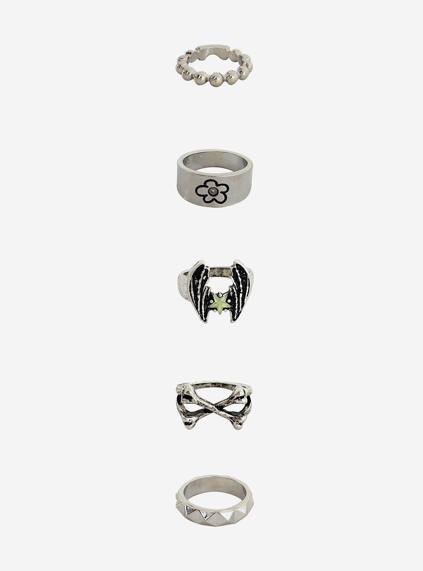Winged Star Ball Chain Ring Set, , hi-res