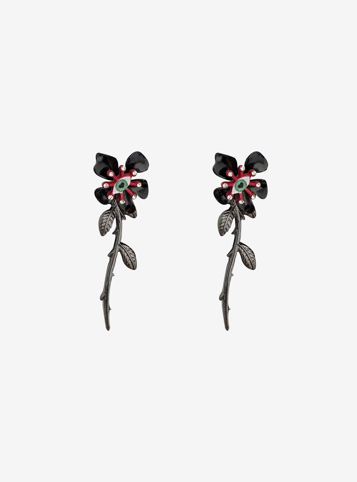 Cosmic Aura Eye Flower Front/Back Earrings, , hi-res