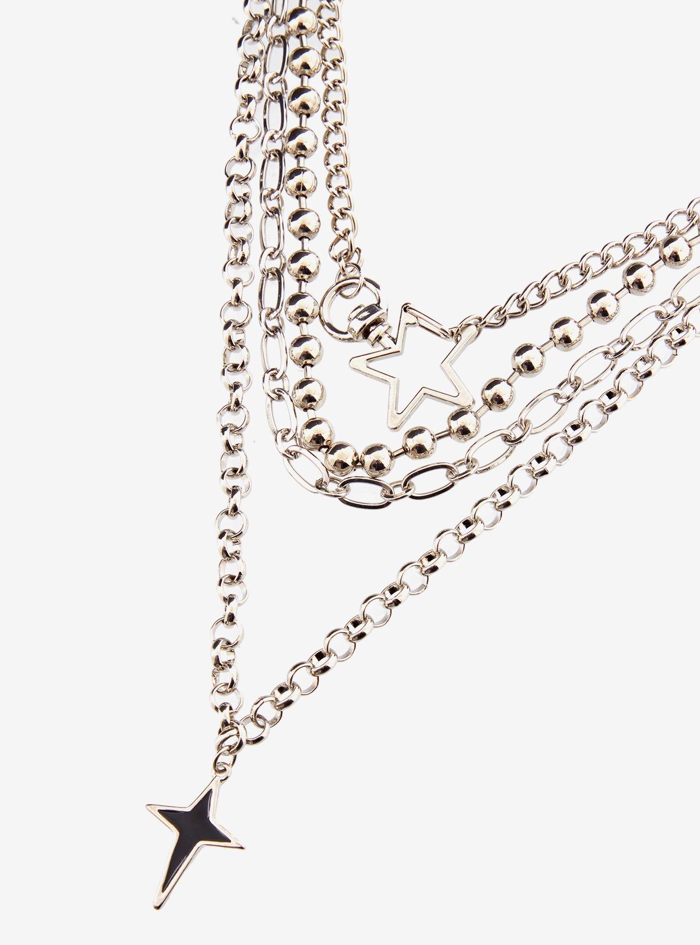 Silver Star Chain Necklace Set, , alternate