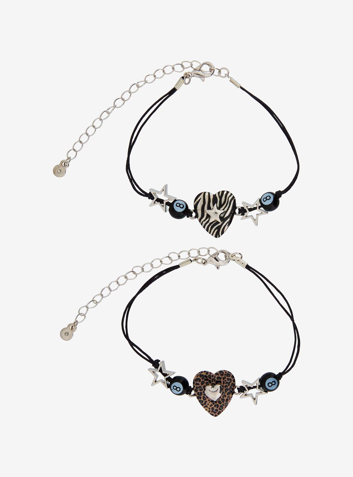 Leopard & Zebra Heart Best Friend Cord Bracelet Set, , hi-res
