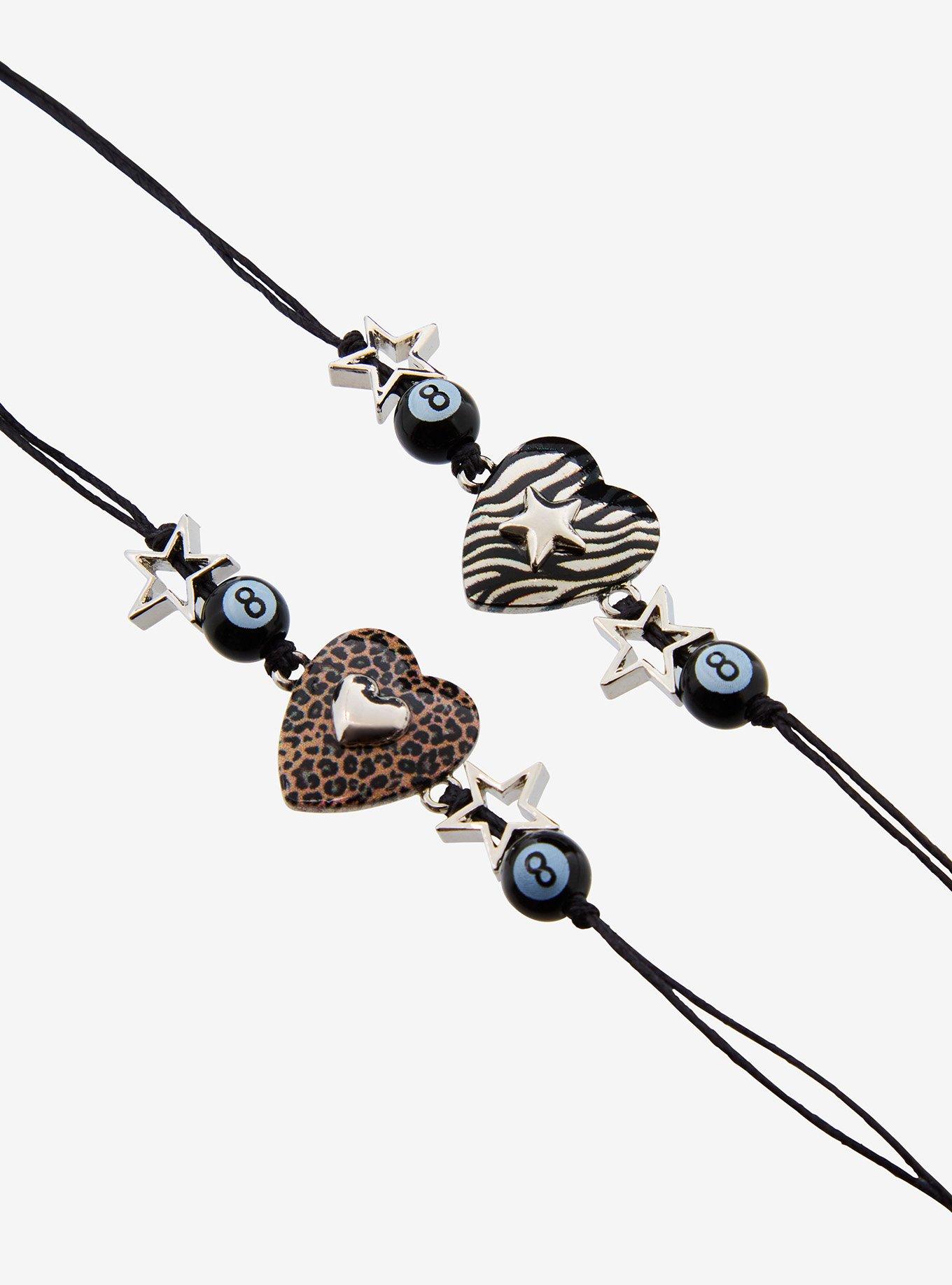 Leopard & Zebra Heart Best Friend Cord Bracelet Set, , alternate