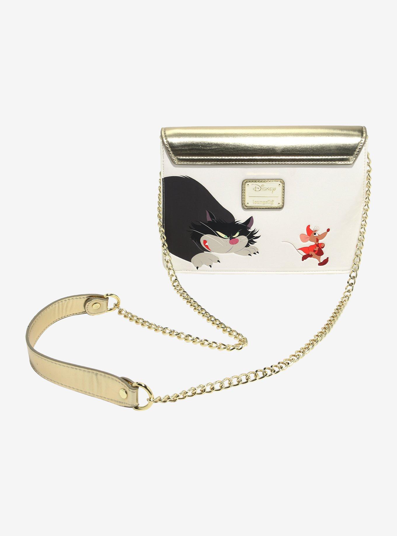 Loungefly Disney Cinderella Jaq & Gus Gold Flap Crossbody Bag, , hi-res