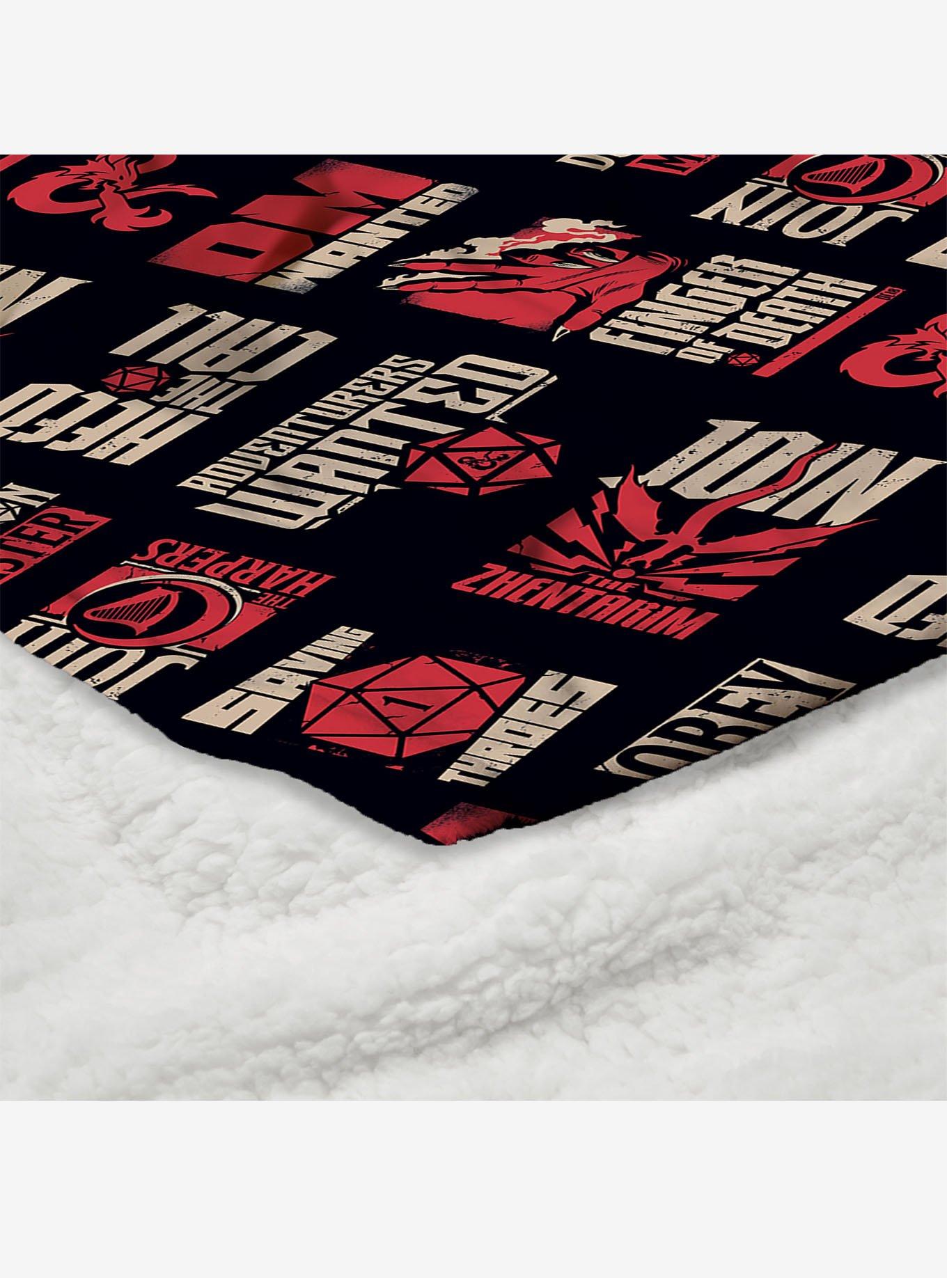 Dungeons & Dragons D&D Pattern Silk Touch Sherpa Throw Blanket, , alternate