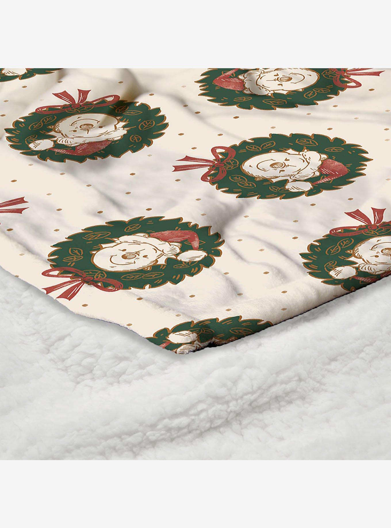 Disney Winnie the Pooh Pooh Wreath Silk Touch Sherpa Throw Blanket, , alternate