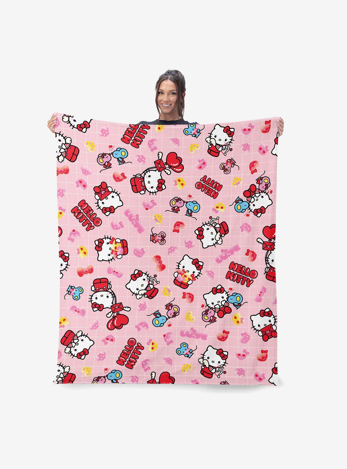 Sanrio Hello?Kitty?Hello?Love Silk Touch Throw Blanket, , hi-res