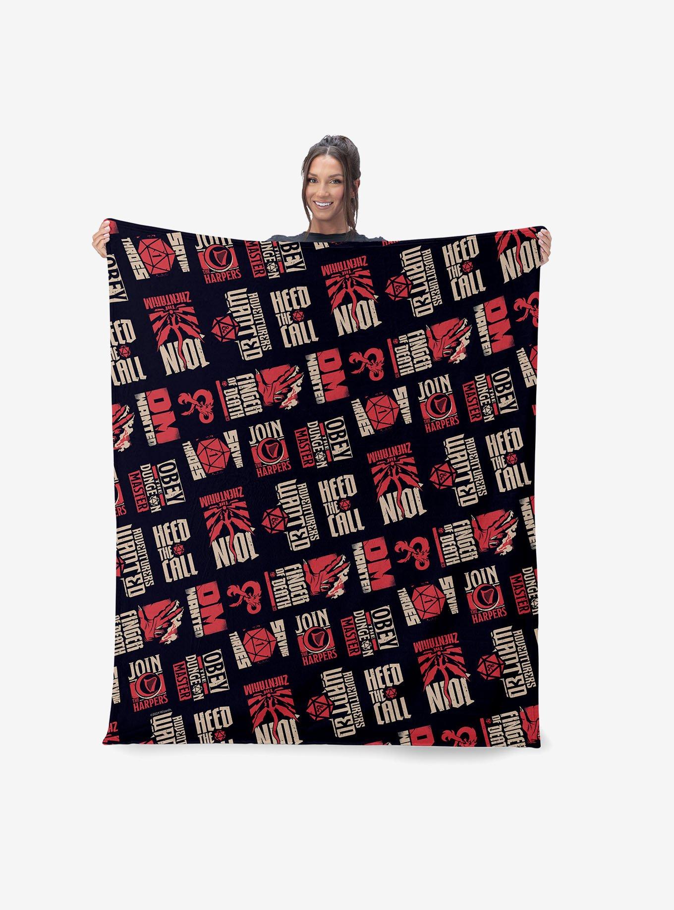 Dungeons & Dragons D&D Pattern Silk Touch Sherpa Throw Blanket, , alternate