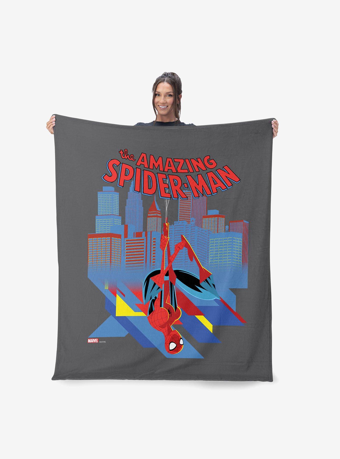 Marvel Spider-Man Amazing Cityscape Silk Touch Sherpa Throw Blanket, , alternate