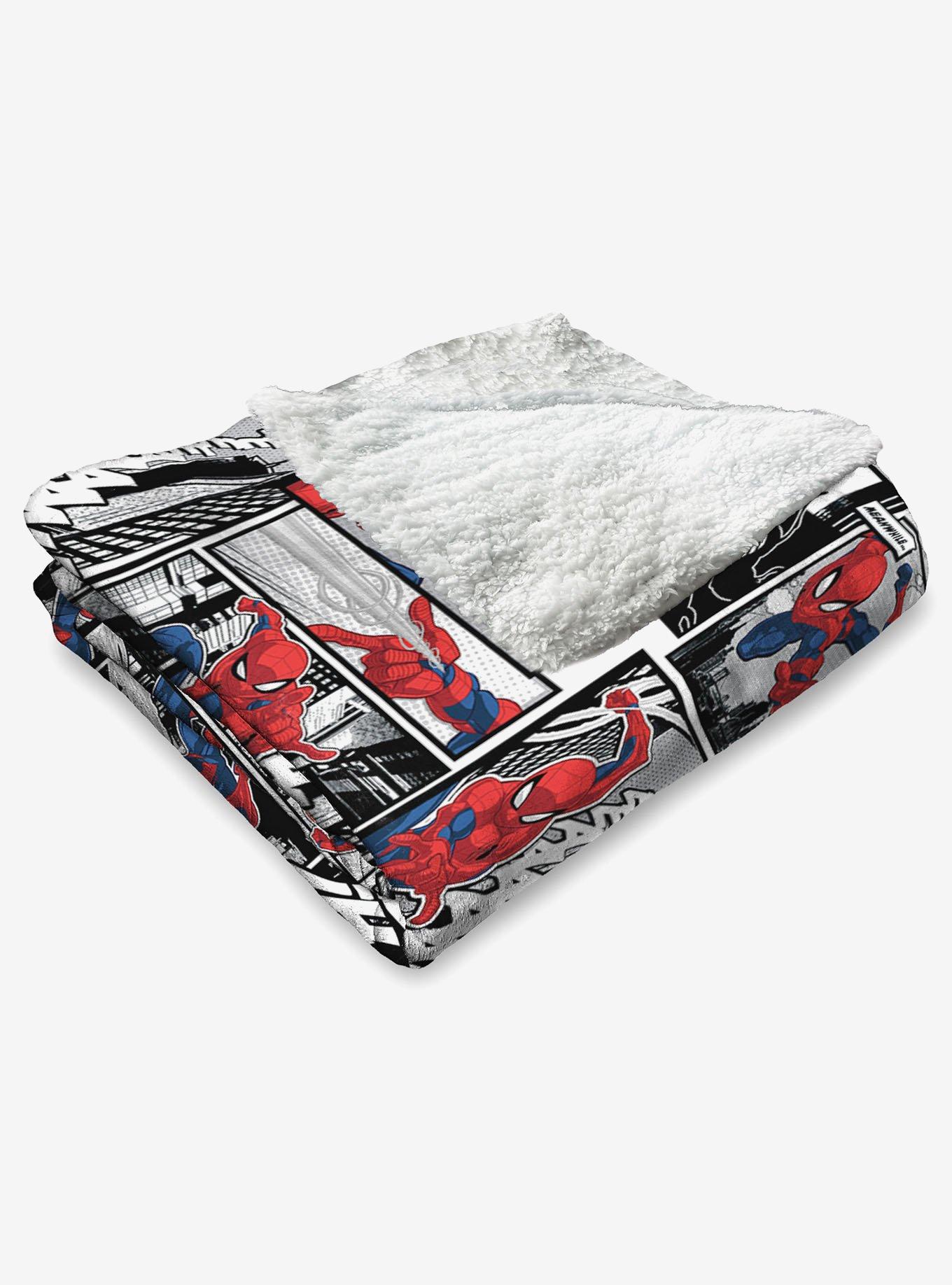 Marvel Spider-Man Comic Pattern Silk Touch Sherpa Throw Blanket, , alternate