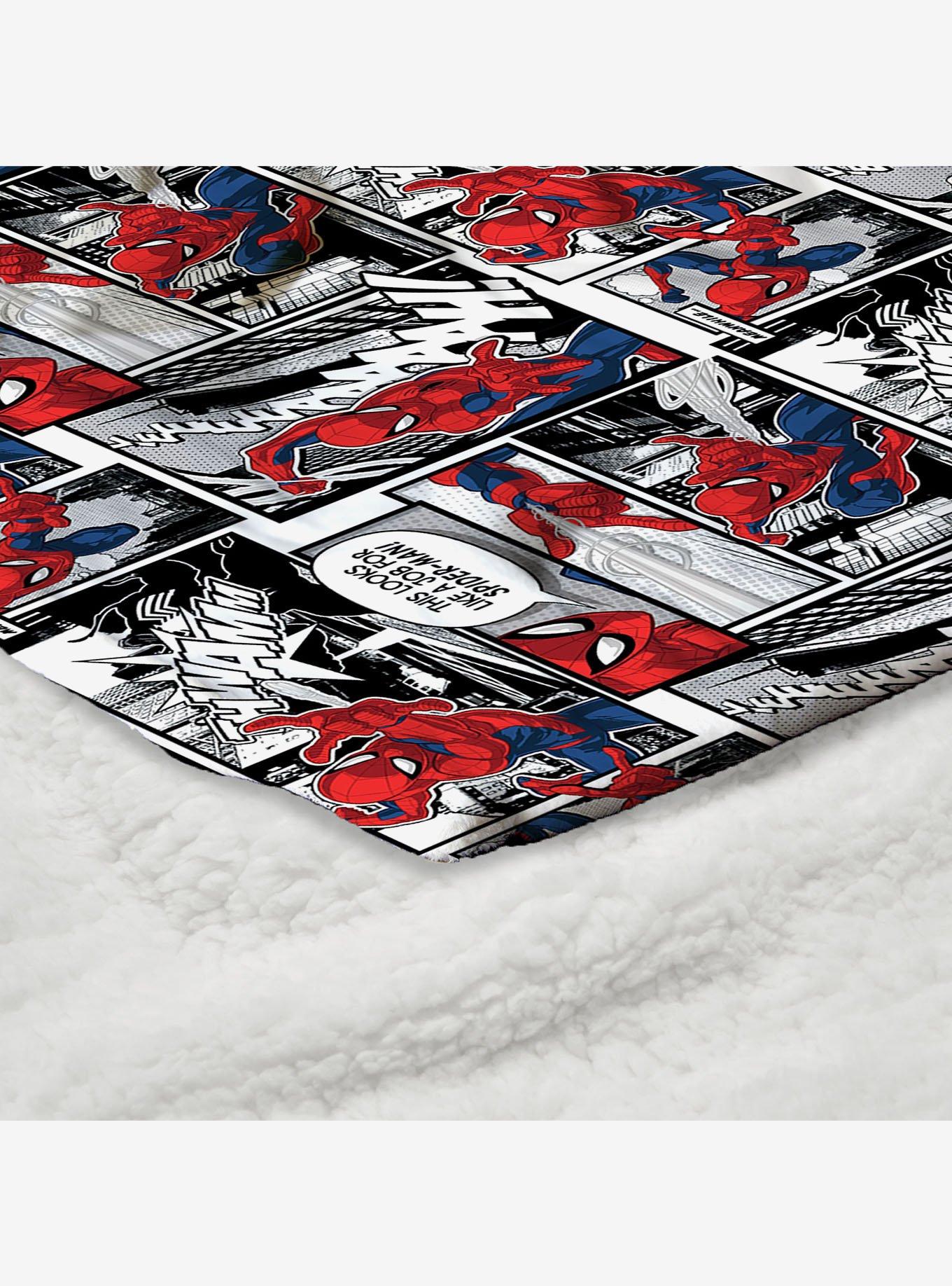 Marvel Spider-Man Comic Pattern Silk Touch Sherpa Throw Blanket, , alternate