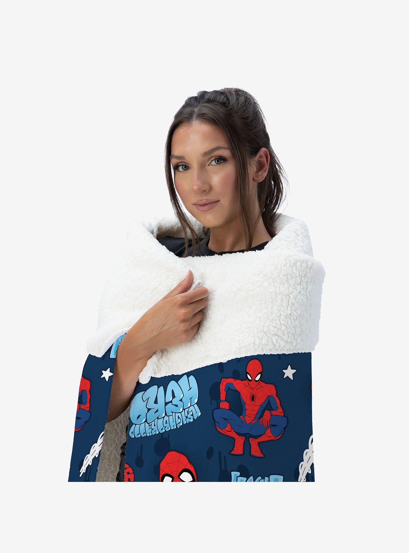 Marvel Spider-Man Thwip Pattern Silk Touch Sherpa Throw Blanket, , hi-res