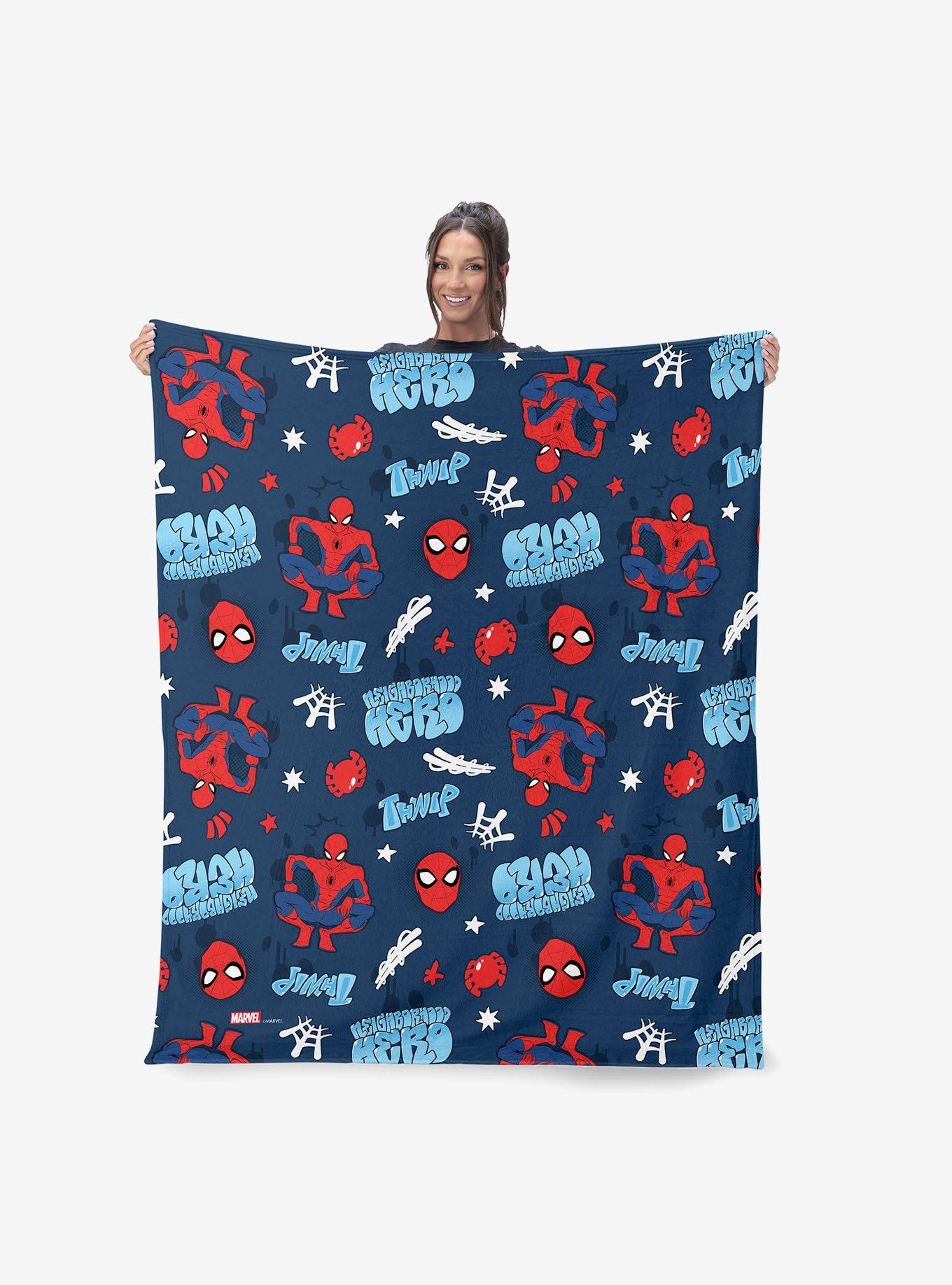 Marvel Spider-Man Thwip Pattern Silk Touch Sherpa Throw Blanket, , alternate