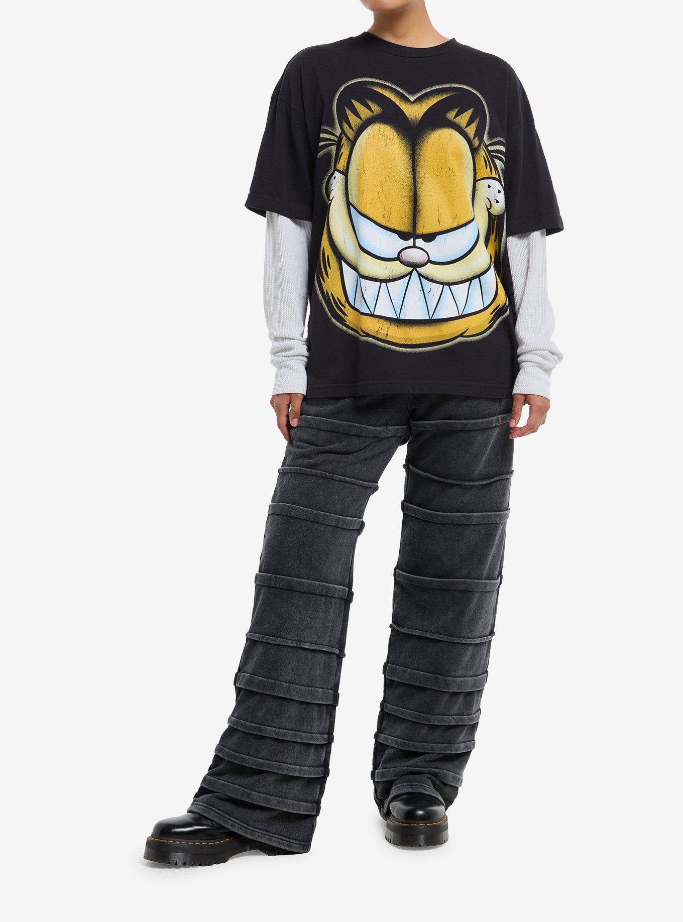Garfield Face Girls Oversized Long-Sleeve Twofer, MULTI, alternate