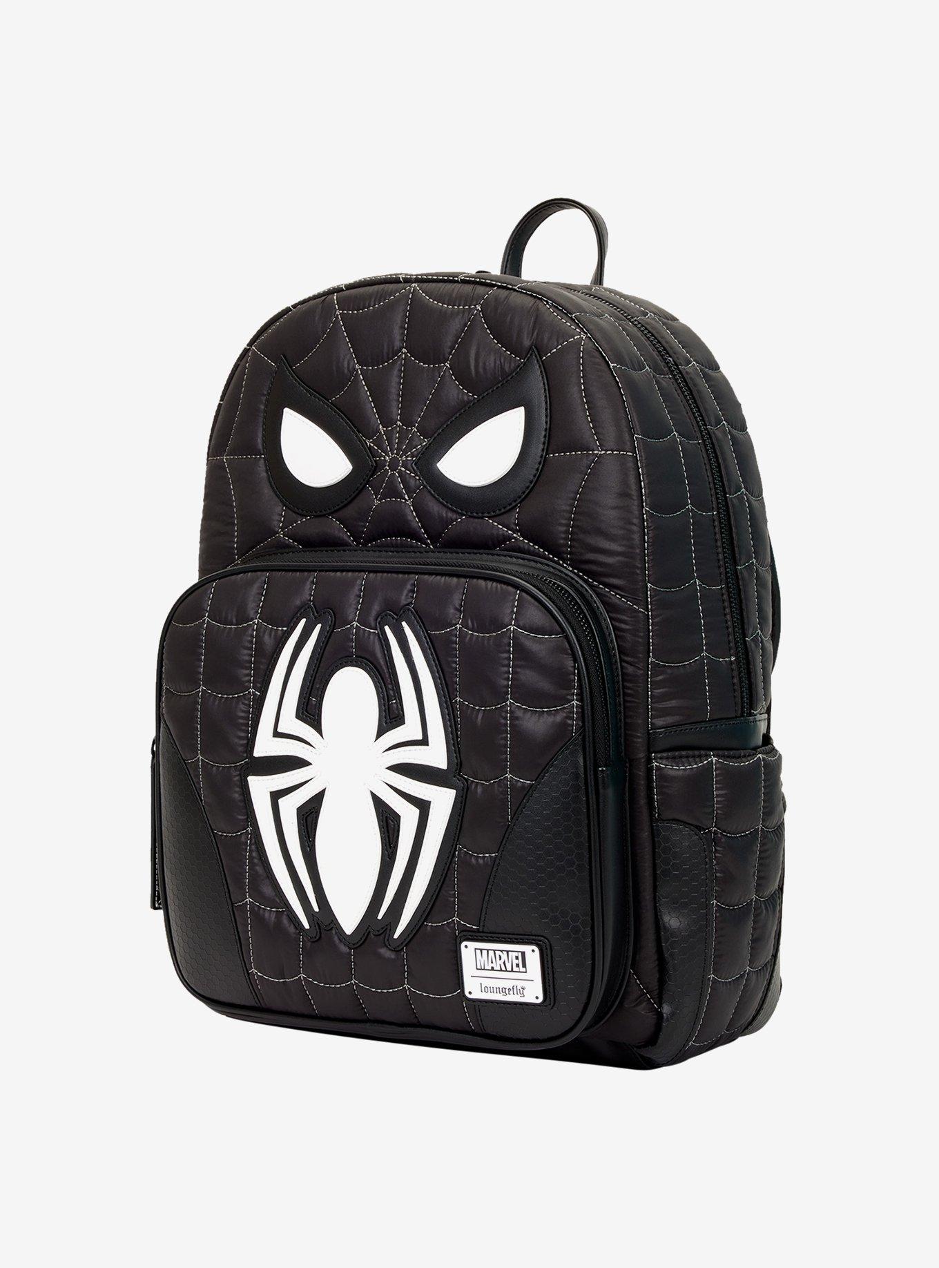 Loungefly Marvel Spider-Man Black & White Suit Quilted Figural Backpack, , alternate