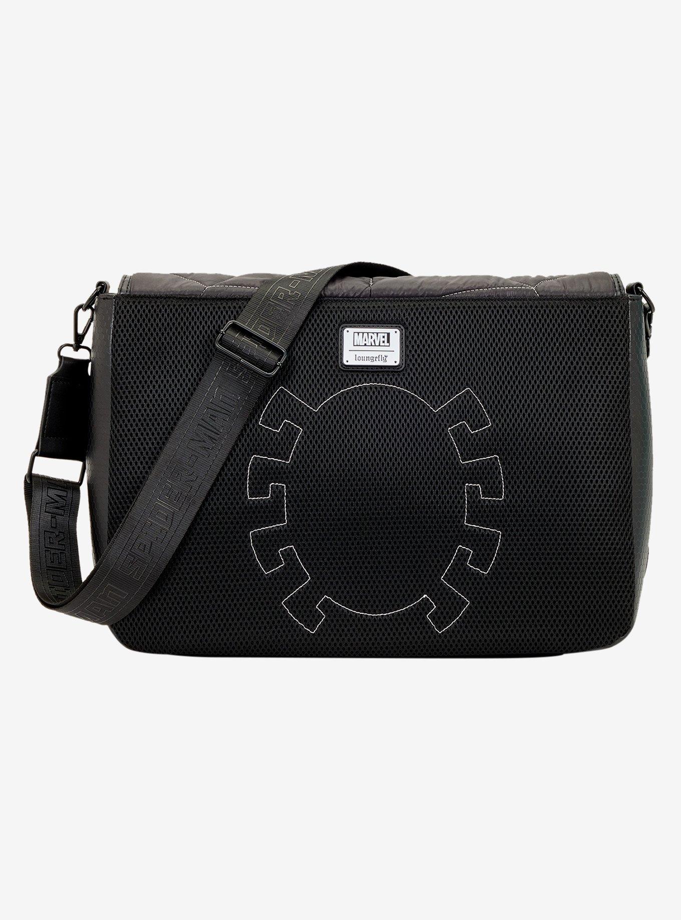 Loungefly Marvel Spider-Man Black & White Suit Quilted Messenger Crossbody Bag, , hi-res