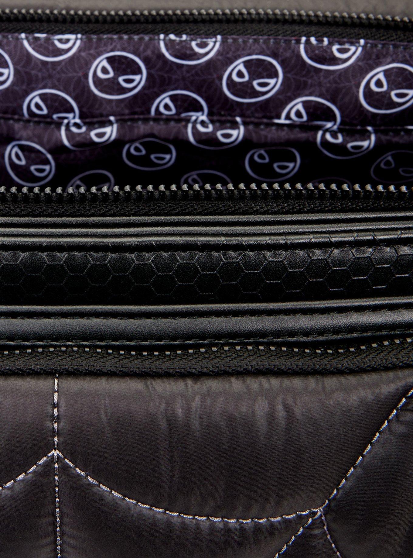 Loungefly Marvel Spider-Man Black & White Suit Quilted Messenger Crossbody Bag, , alternate