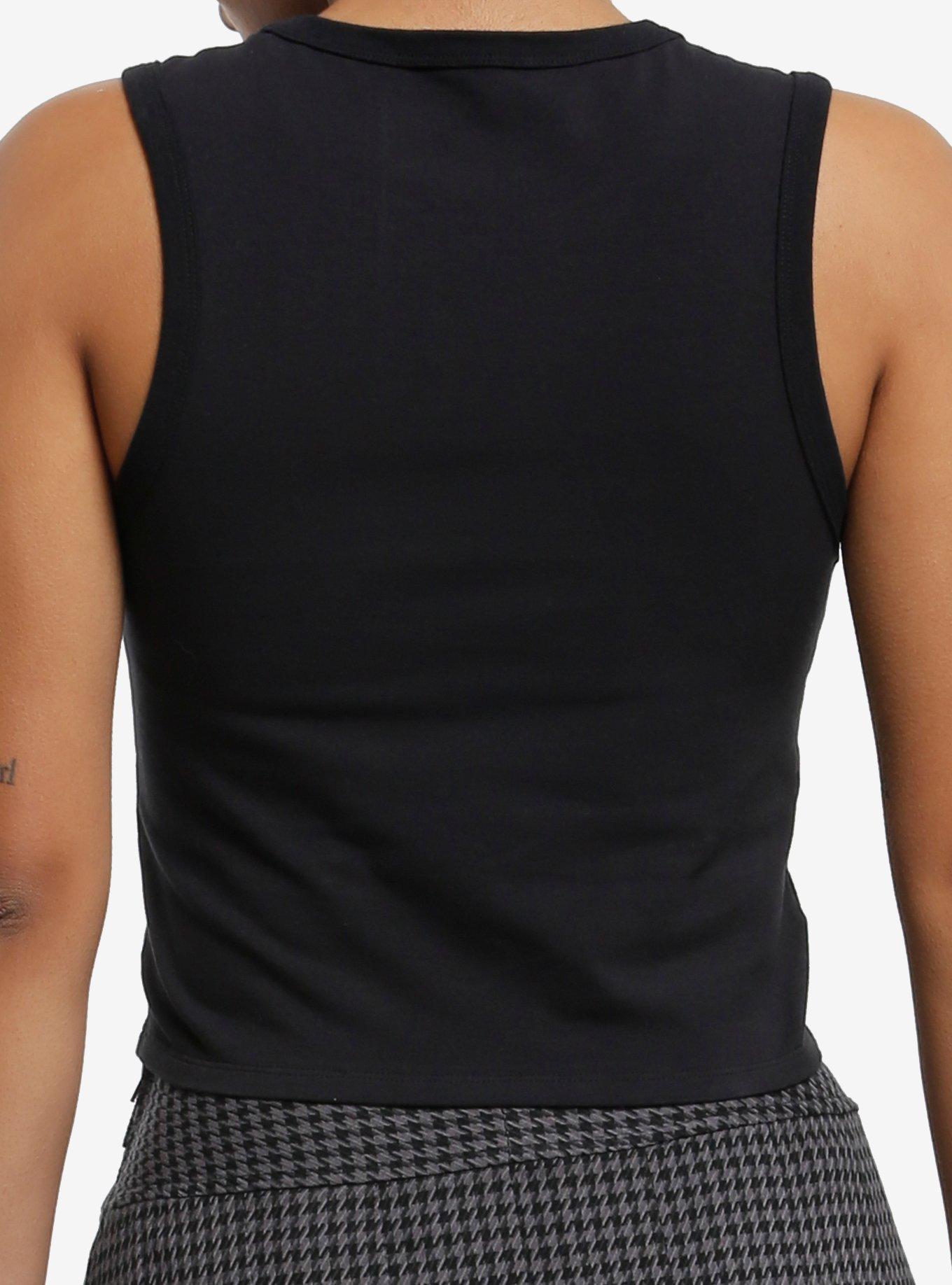 Ghost Papa Dancing Crop Girls Tank Top, BLACK, alternate