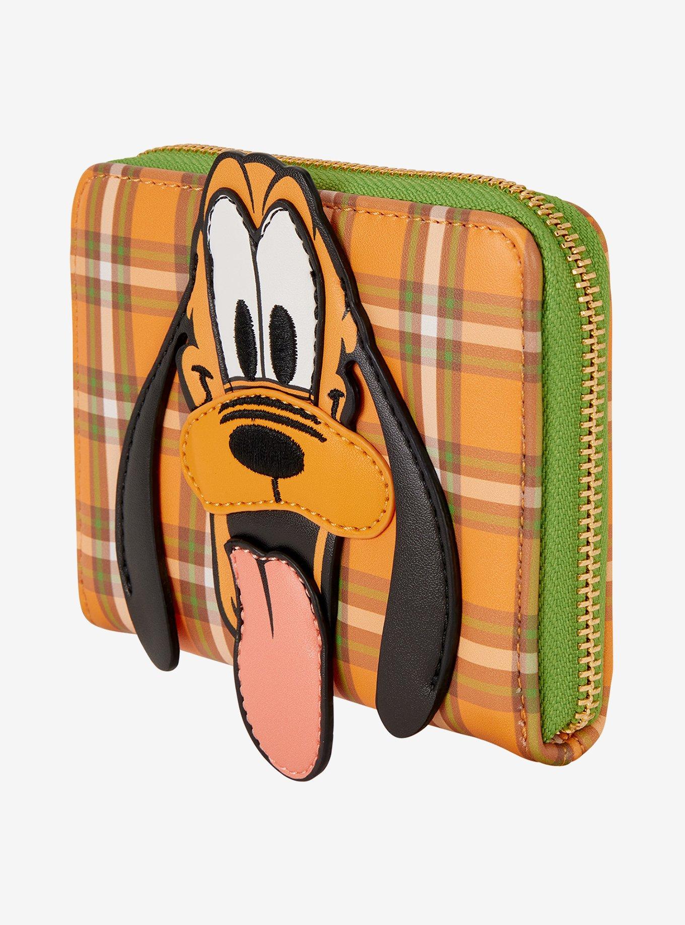 Loungefly Disney Pluto 95th Anniversary Plaid Small Zip Wallet, , alternate