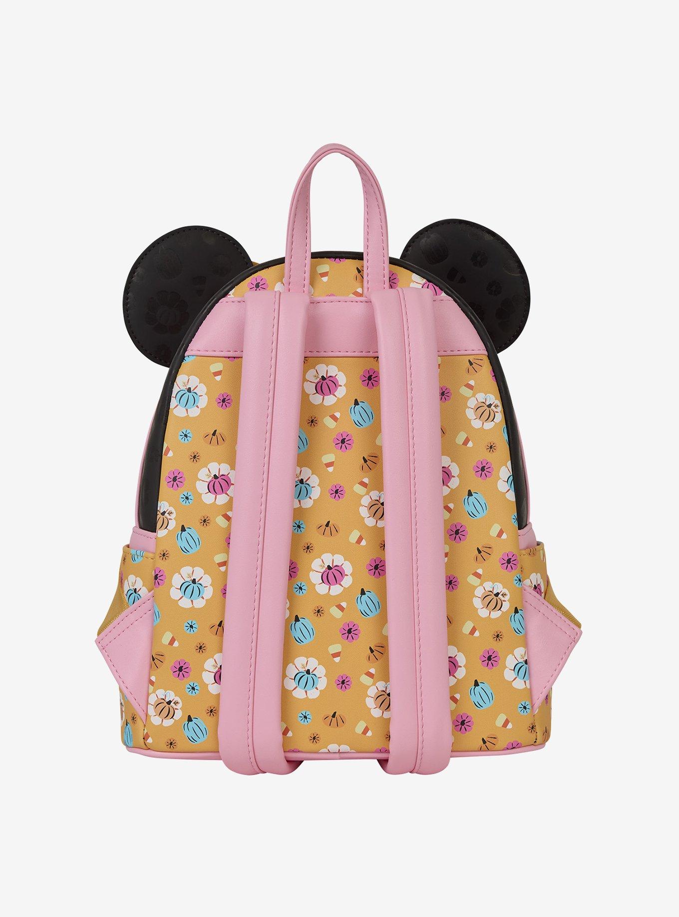 Loungefly Disney Minnie Mouse Floral Pumpkin Glow-in-the-Dark Figural Mini Backpack, , hi-res