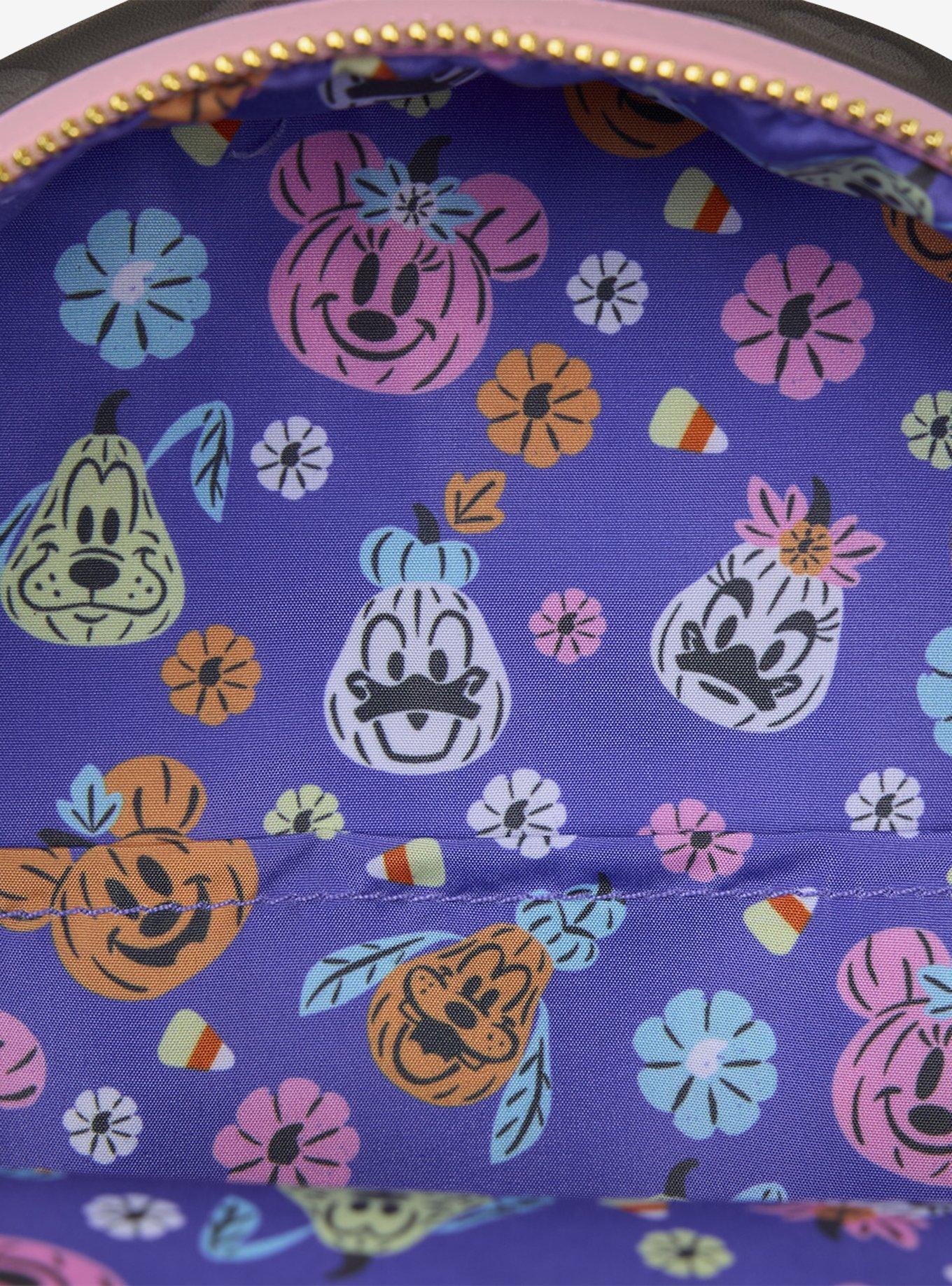 Loungefly Disney Minnie Mouse Floral Pumpkin Glow-in-the-Dark Figural Mini Backpack, , alternate