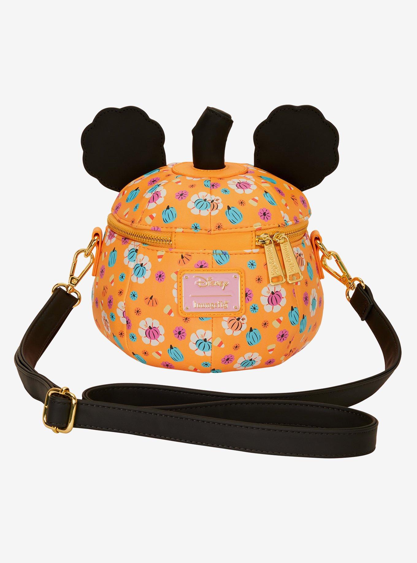 Loungefly Disney Mickey Mouse Floral Pumpkin Figural Crossbody Bag, , hi-res