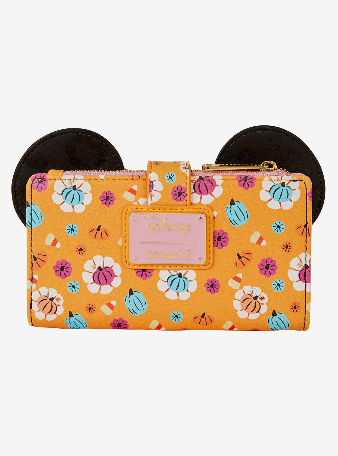 Loungefly Disney Minnie Mouse Floral Pumpkin Bow Wallet, , hi-res