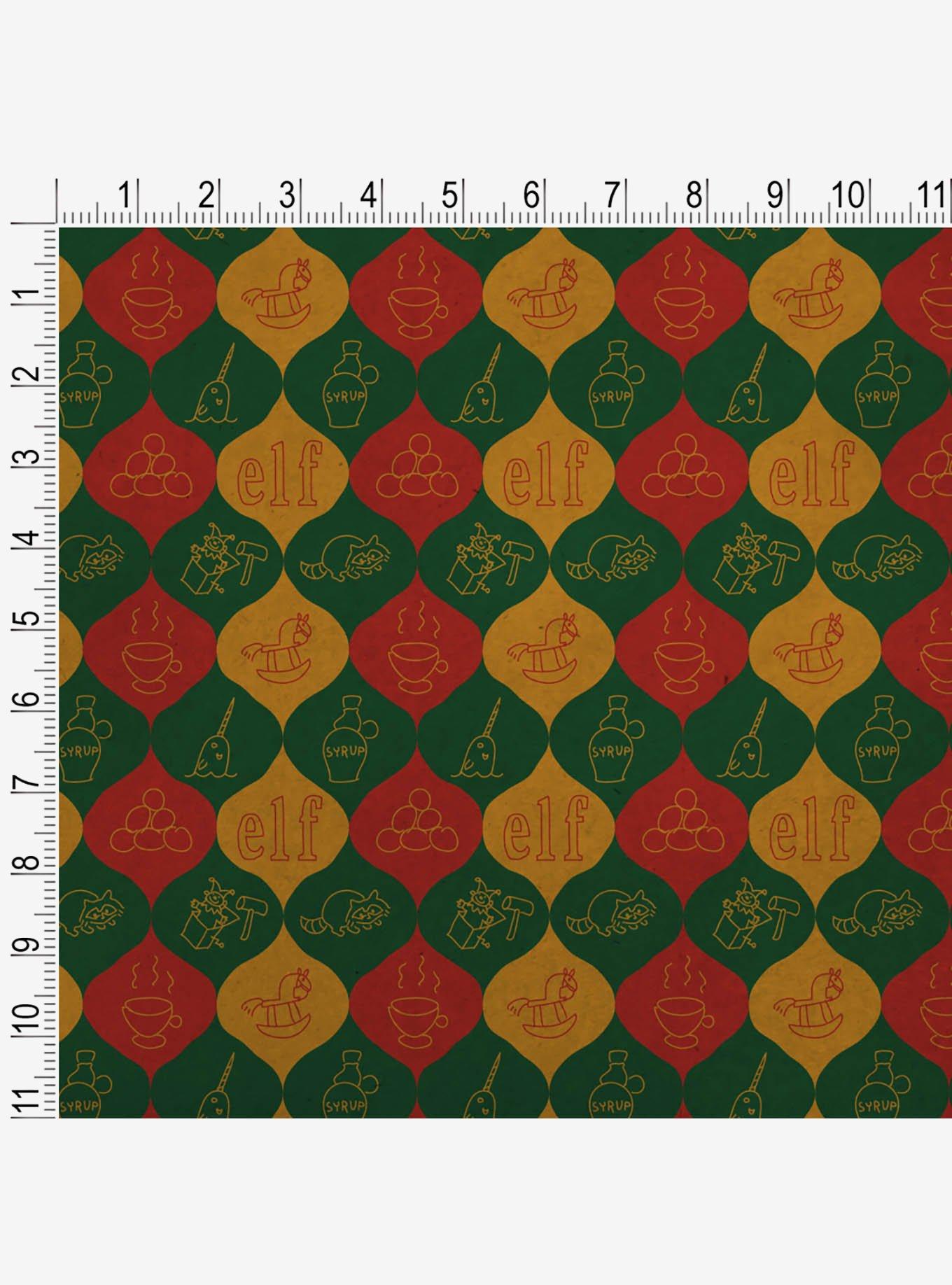 Elf Movie Drawn Pattern Kraft Wrapping Paper, , alternate
