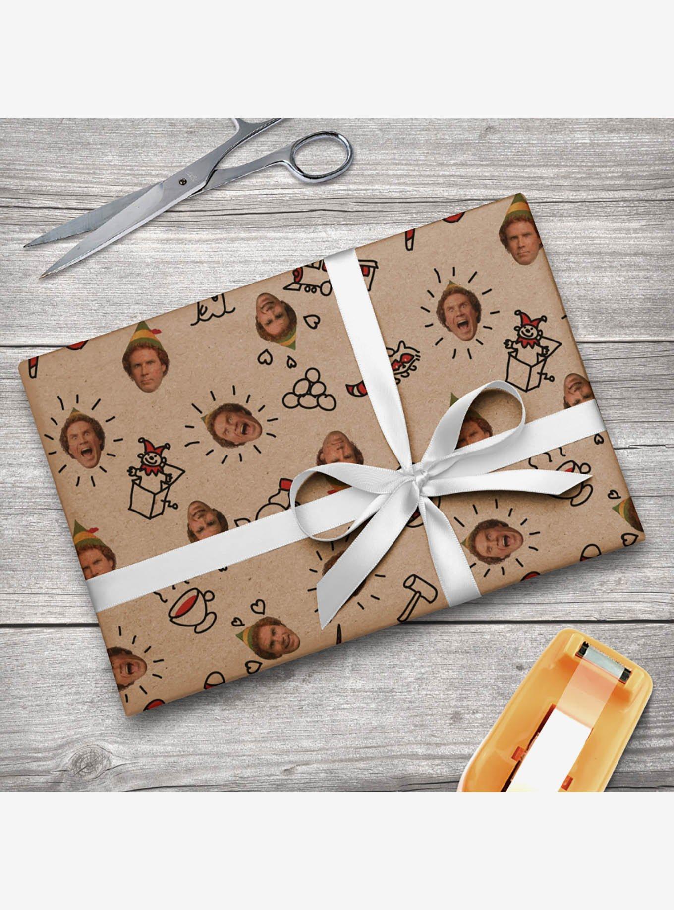 Elf Movie Buddy Head Pattern Kraft Wrapping Paper, , hi-res